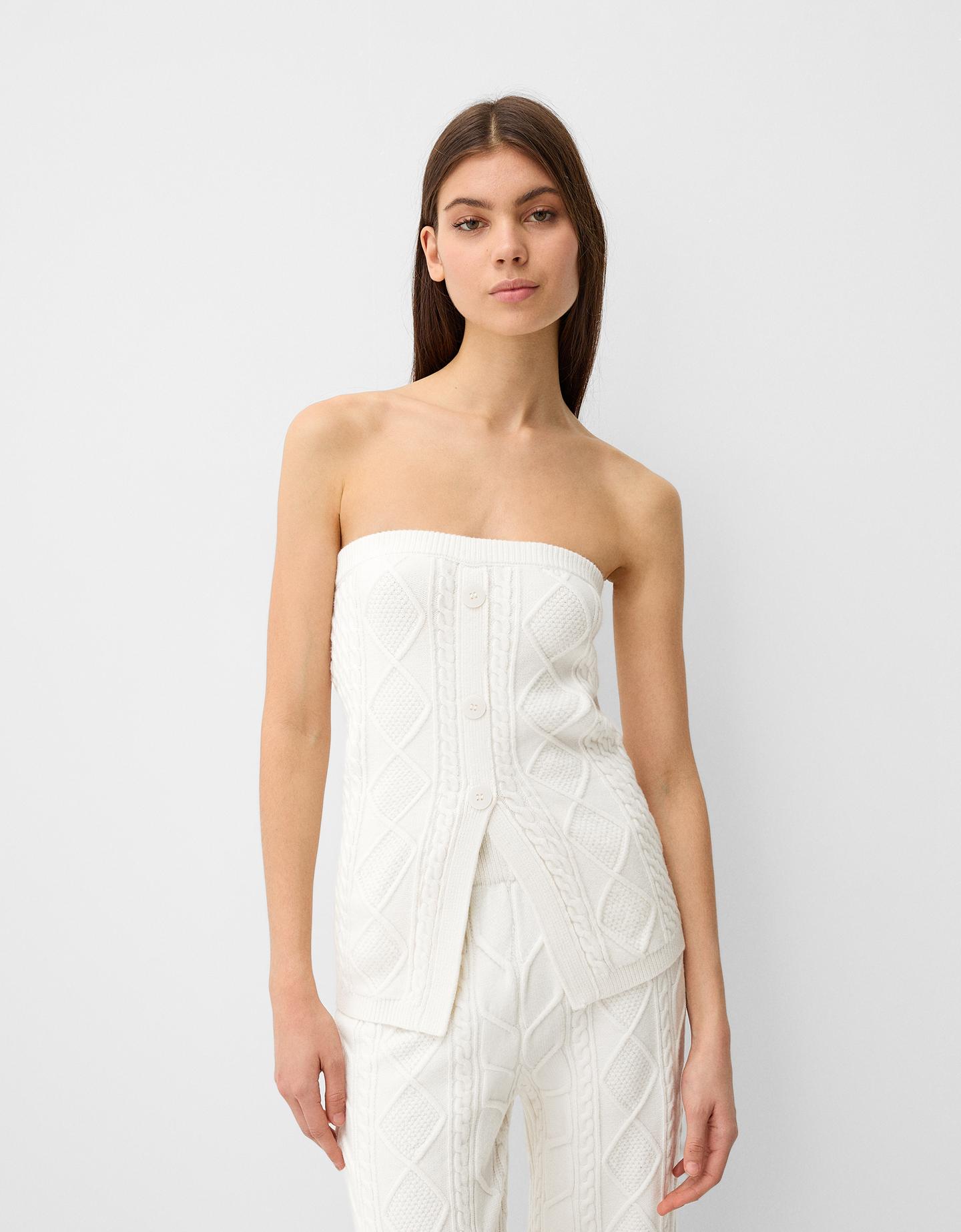 Bershka Bandeau-Top Mit Flechtmuster Damen S Weiss günstig online kaufen