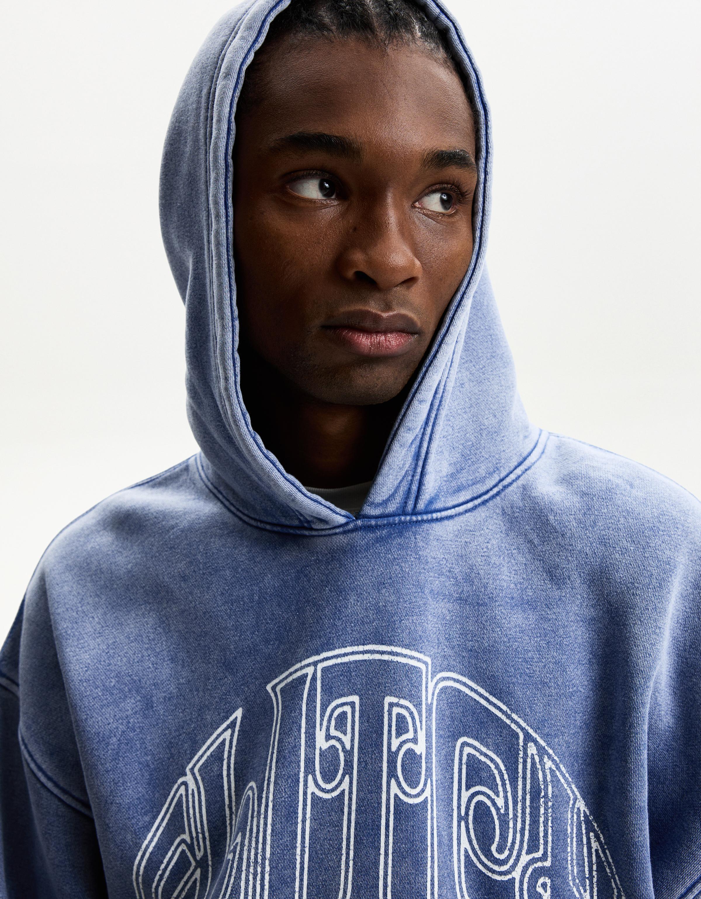 ★ドイツ発*BERSHKA*新作*FADEDプリントZIPフーディ/DG★ ☆ドイツ発*BERSHKA*新作*FADEDプリントZIPフーディ/DG
