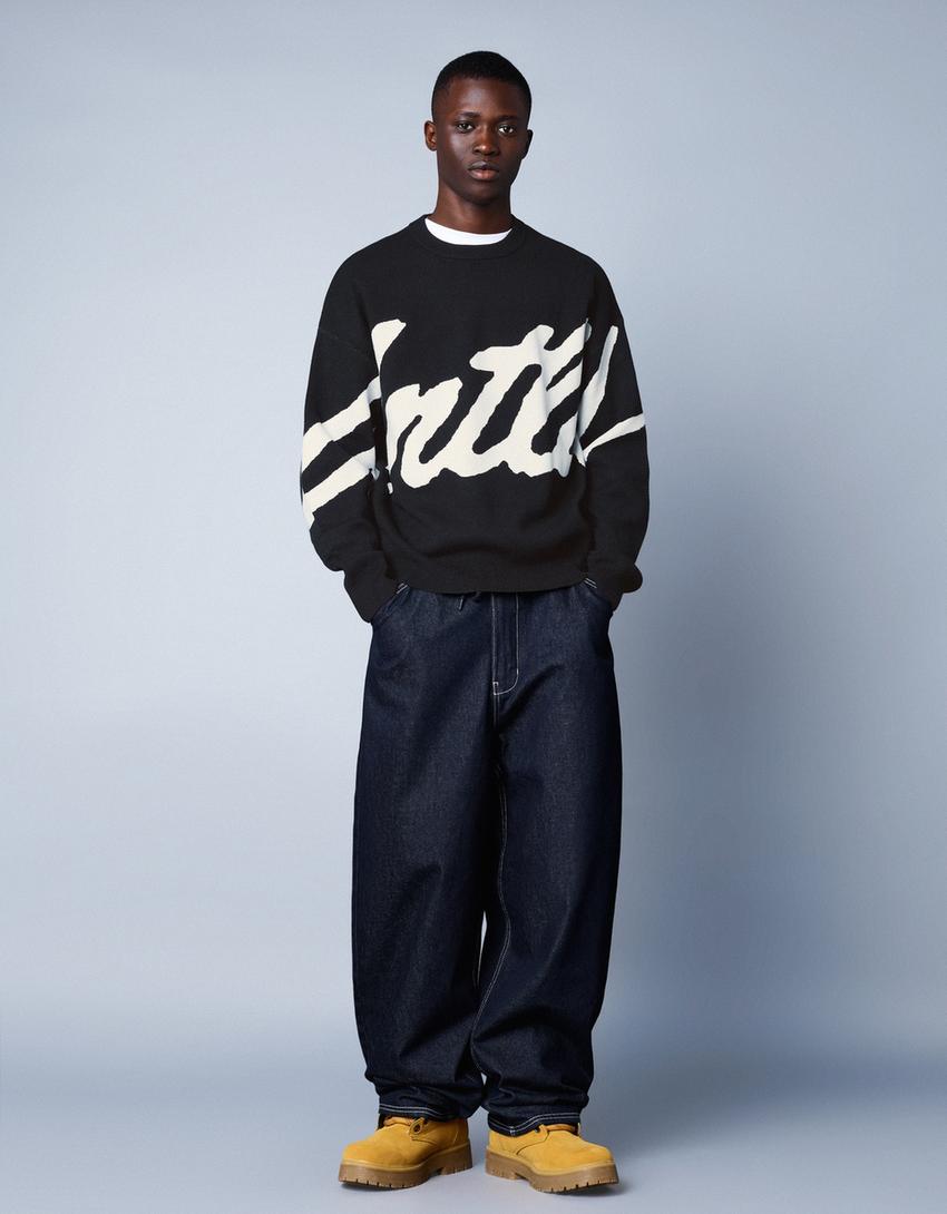 Sweater padrão-Preto