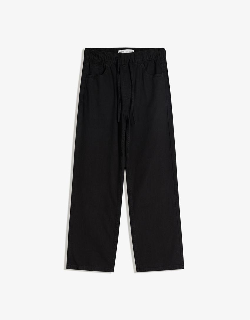 Straight jogger jeans-Black