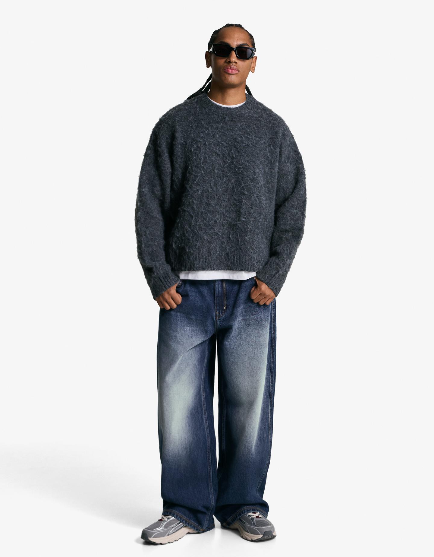 Bershka jeansy skate niebieski