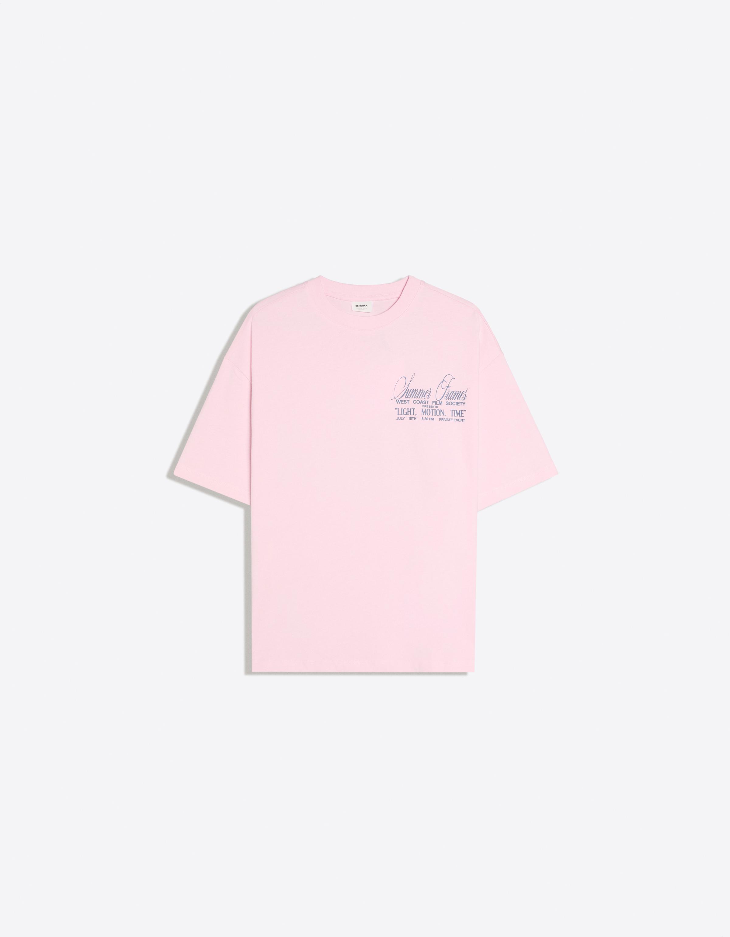 Boxy short sleeve print T-shirt — Pink
