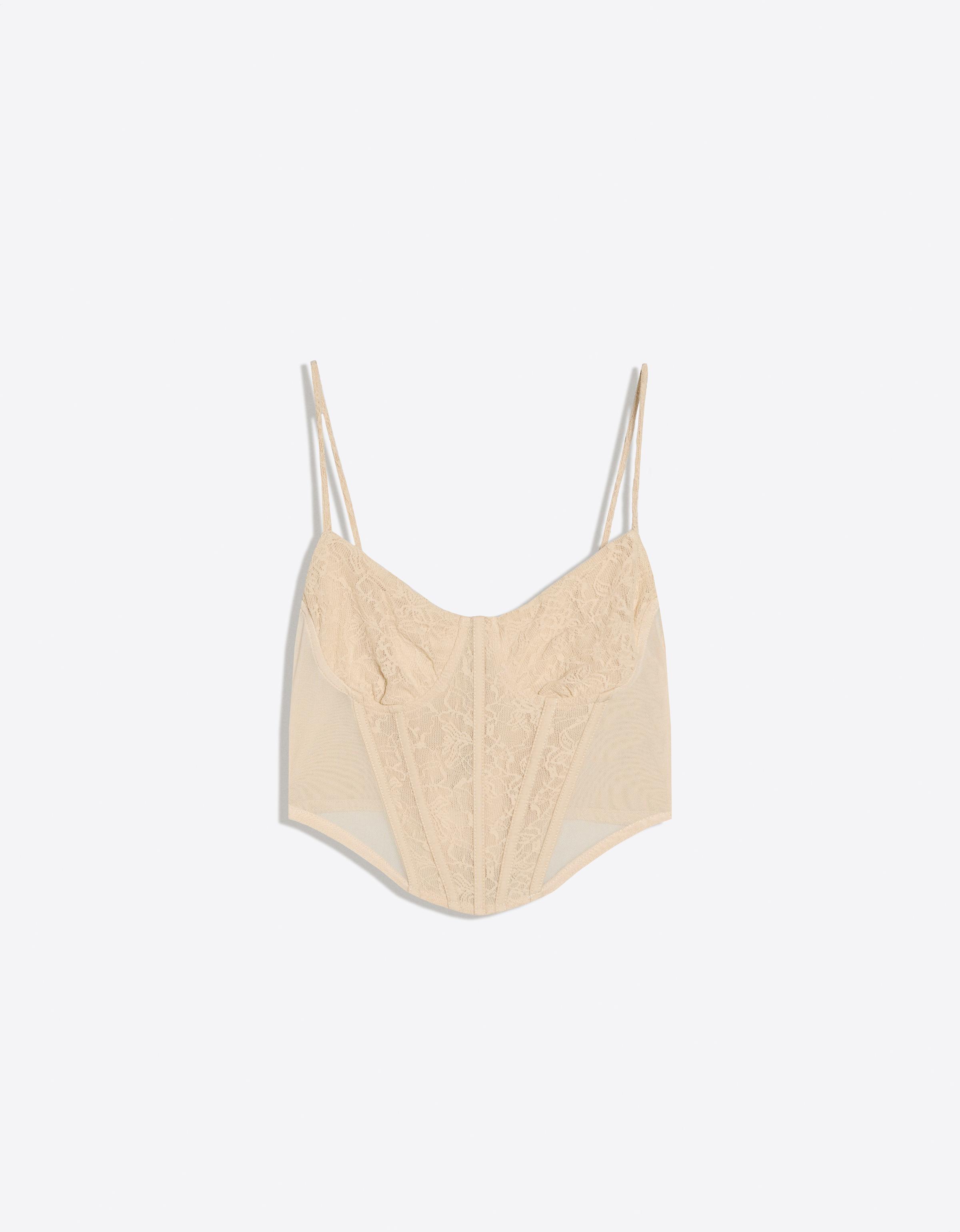 Lace corset camisole — Sand