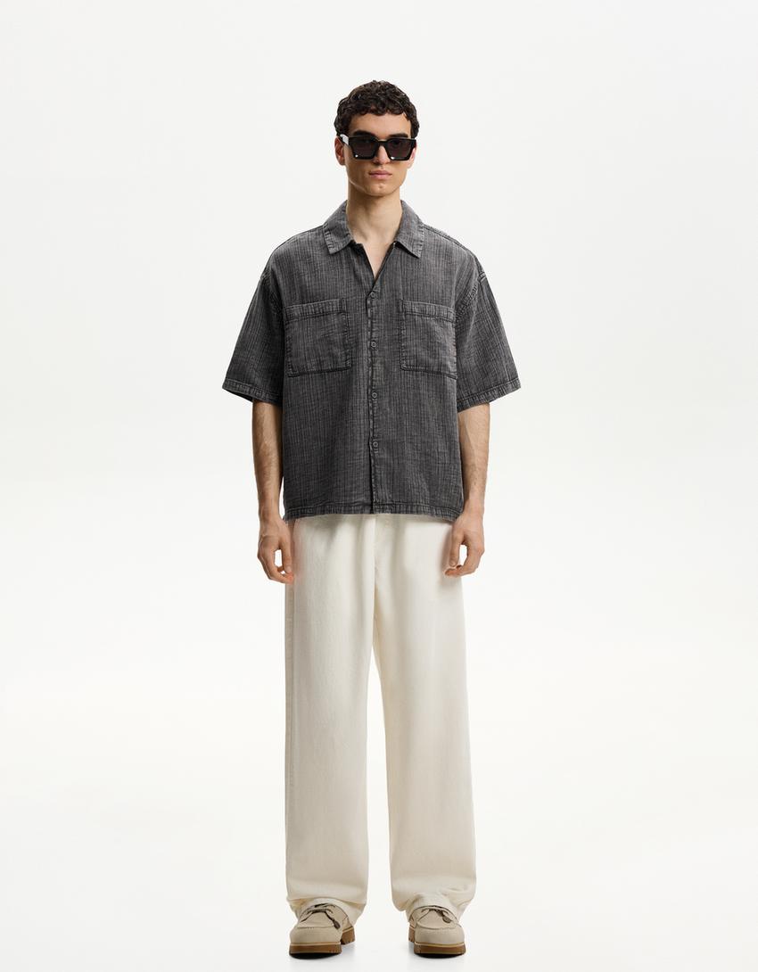 Camisa manga corta boxy-Gris oscuro-3