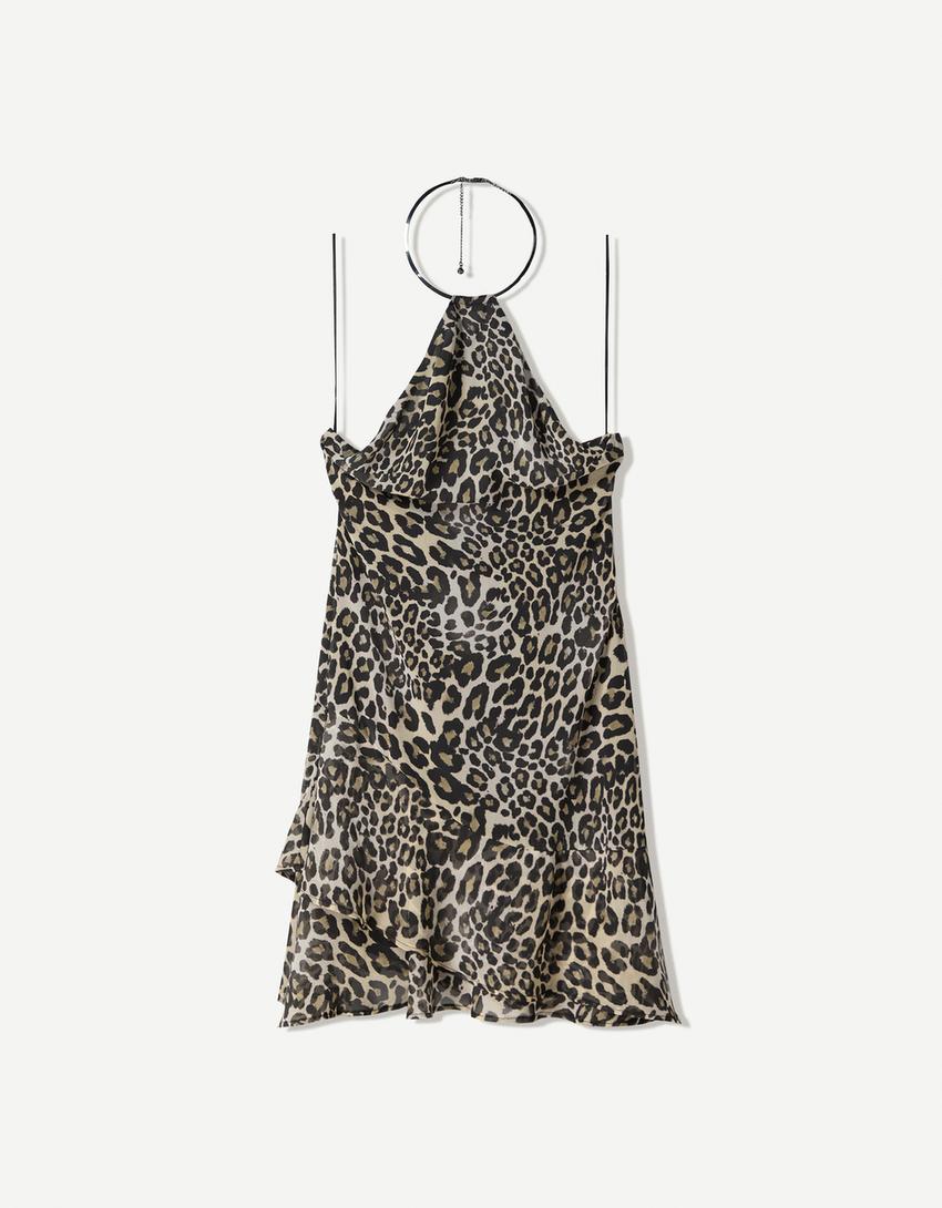 Vestido mini hebilla animal print-Multicolor-4