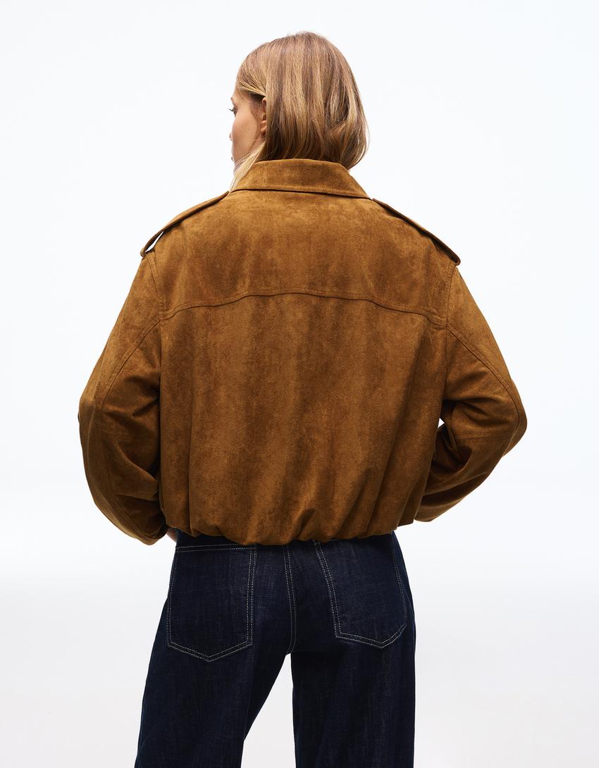 Cazadora efecto suede balloon-Camel