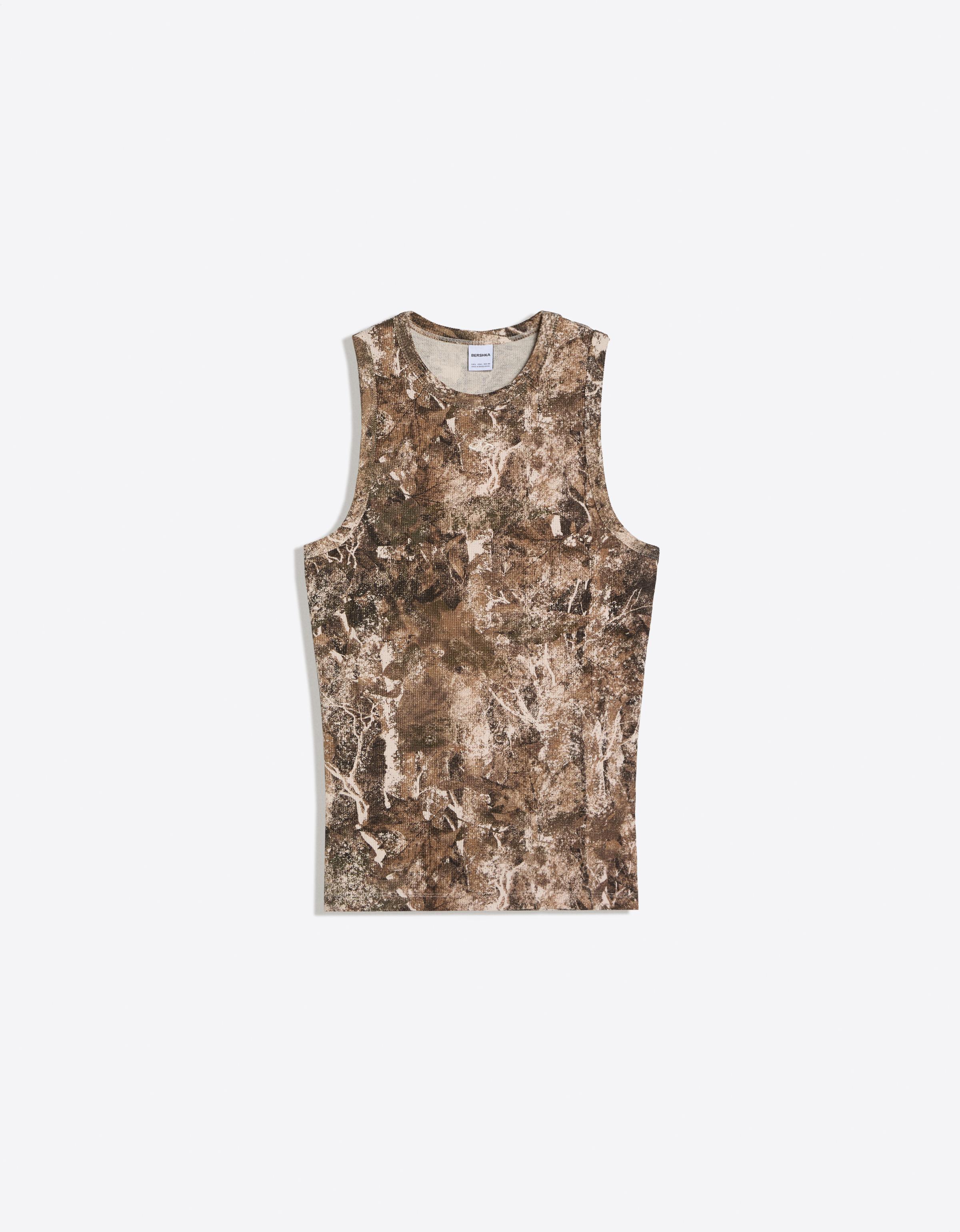 Waffle print vest top — Green