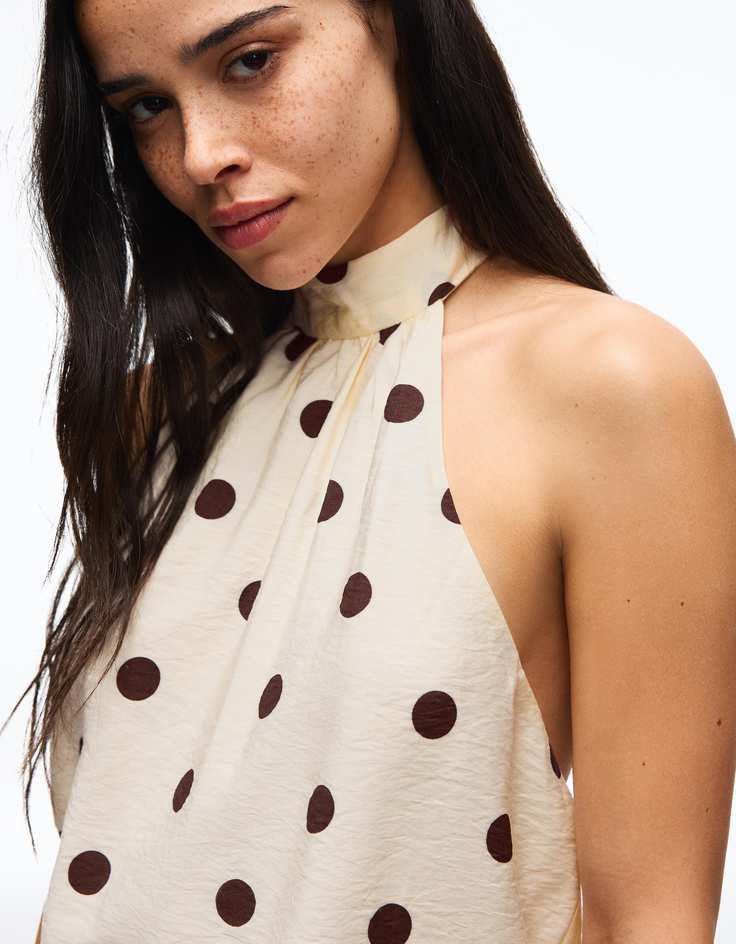 Mini halter neck dress — Beige