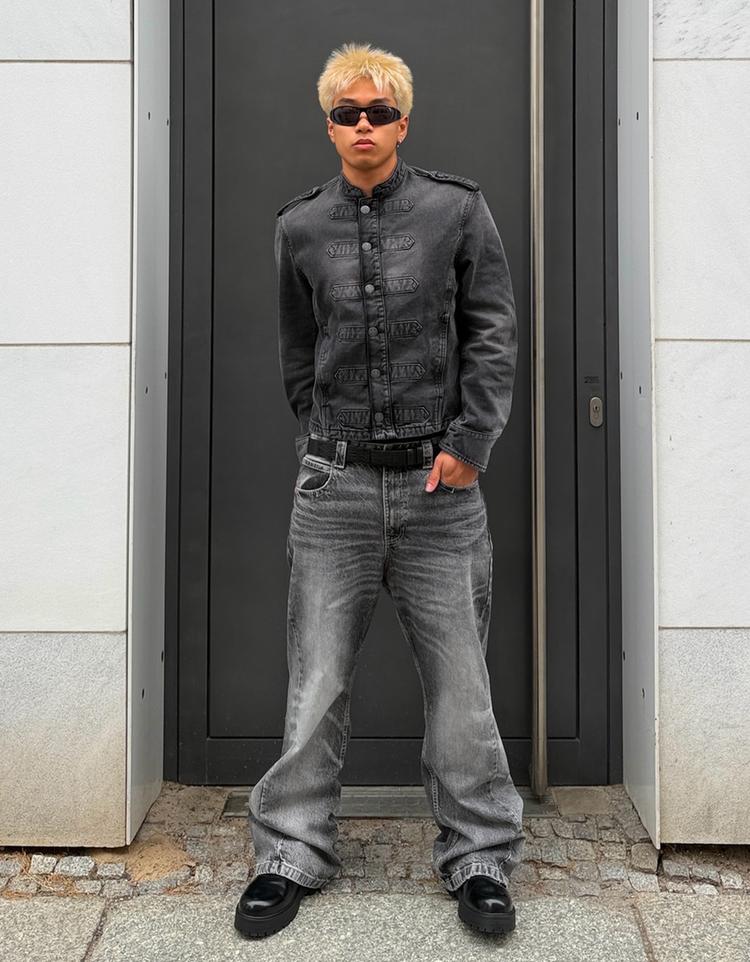 Baggy flared jeans — Dark grey
