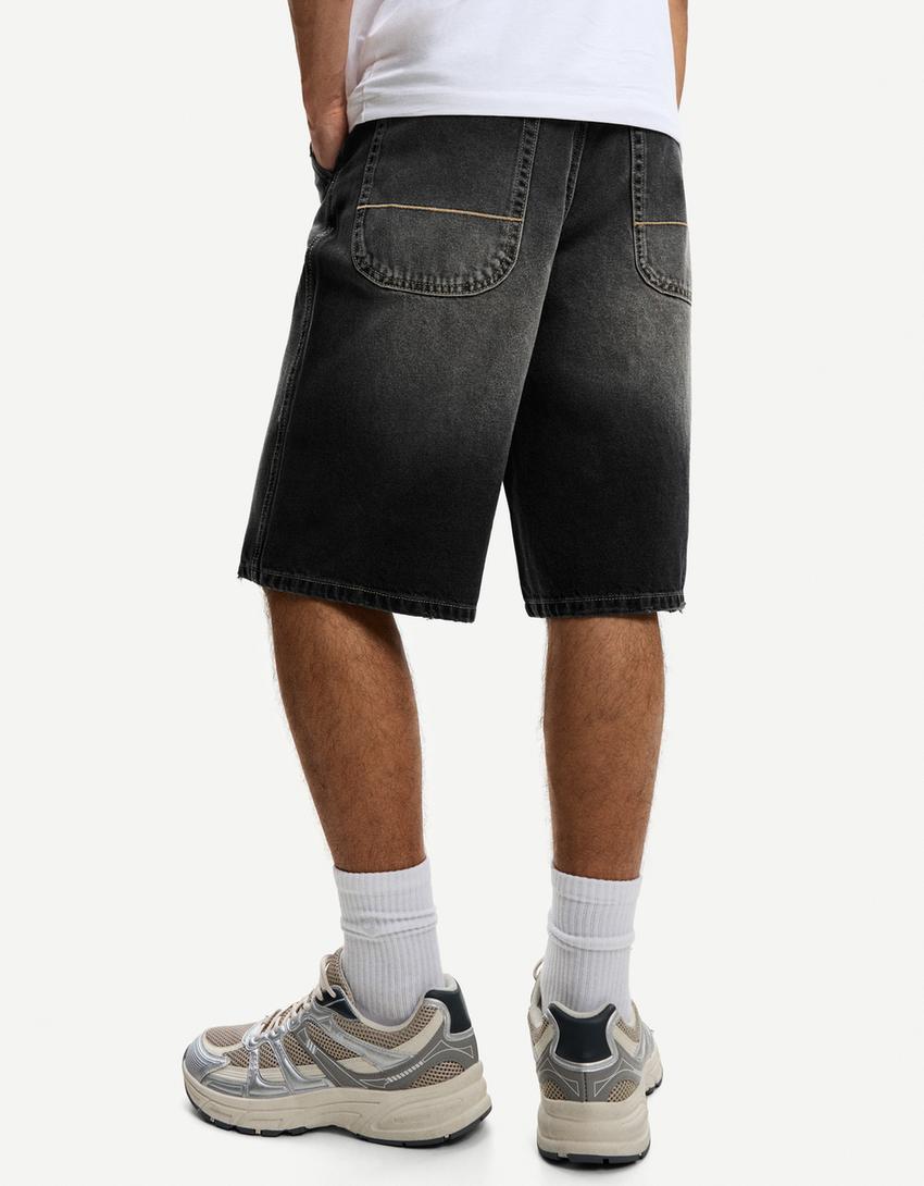 Bermude denim skater-Negru