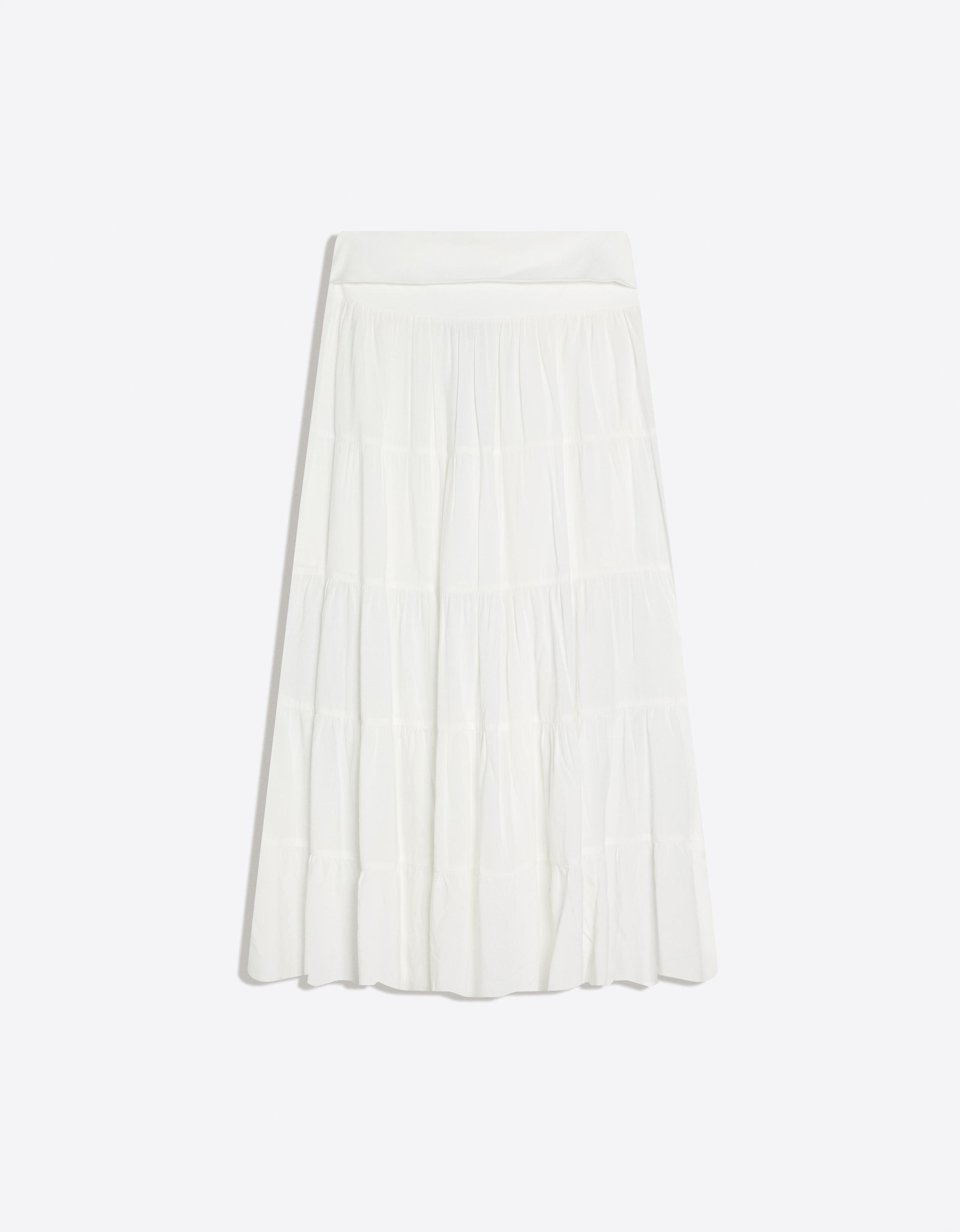 Fold-over waist midi skirt — White