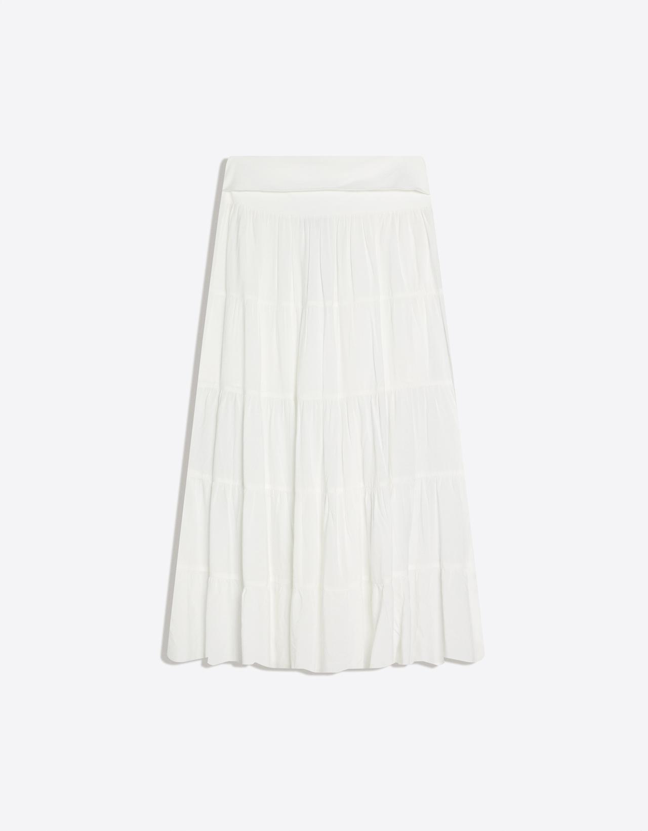 Fold-over waist midi skirt — White