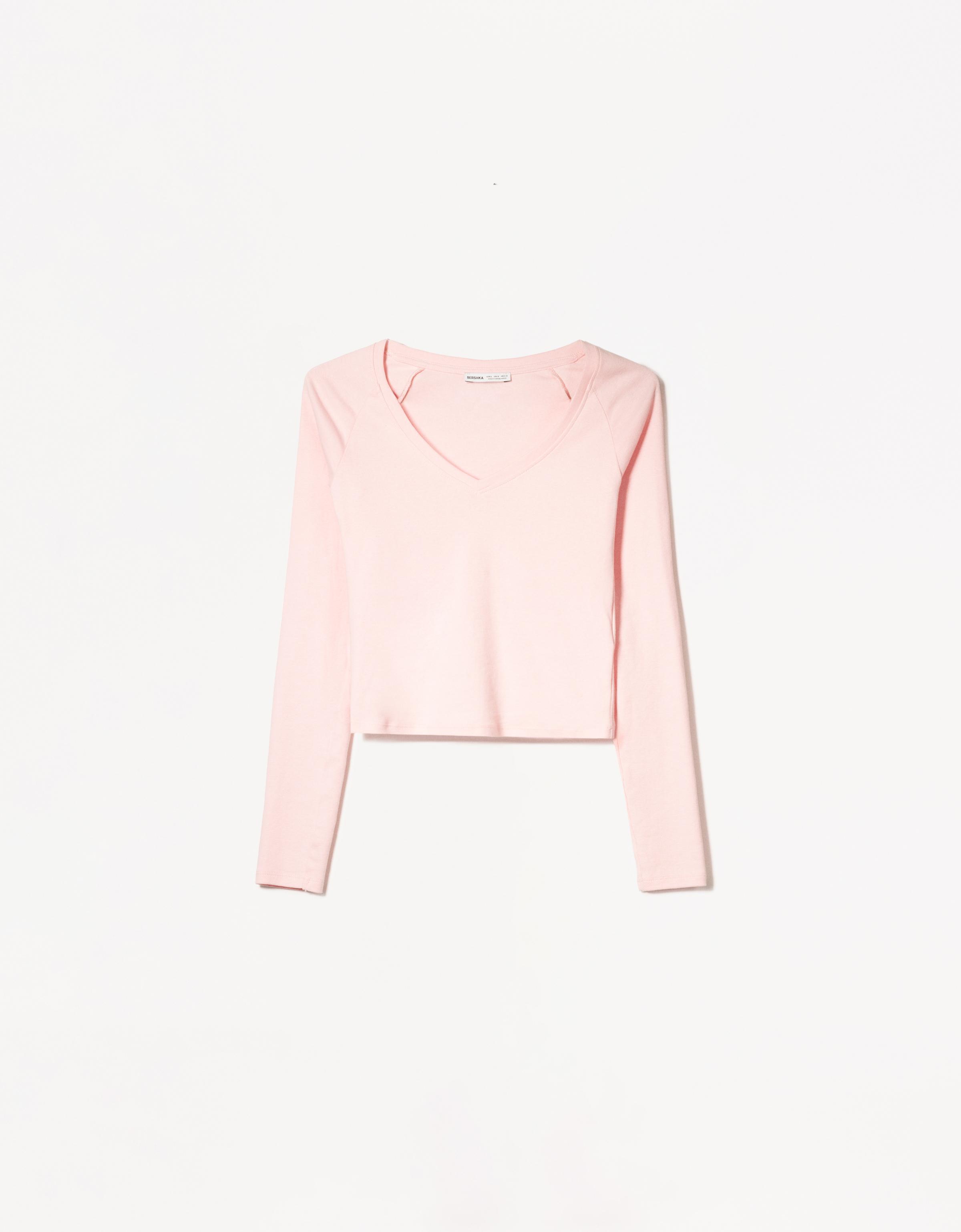 トップス jnhearts Vneck half sleeve shirts/Pink Vneck Shirts/Pink | J.N.Hearts