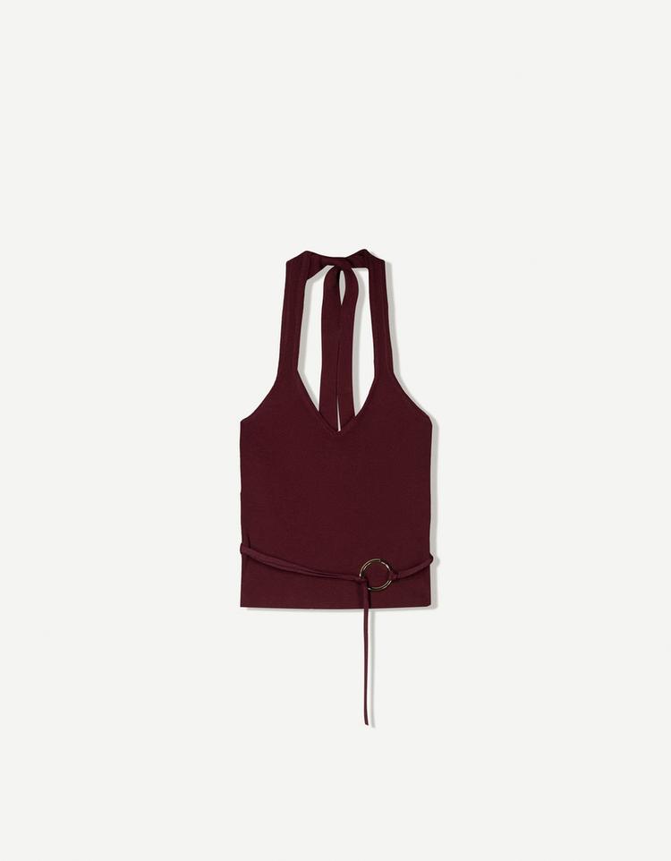 Halter top with ring detail
