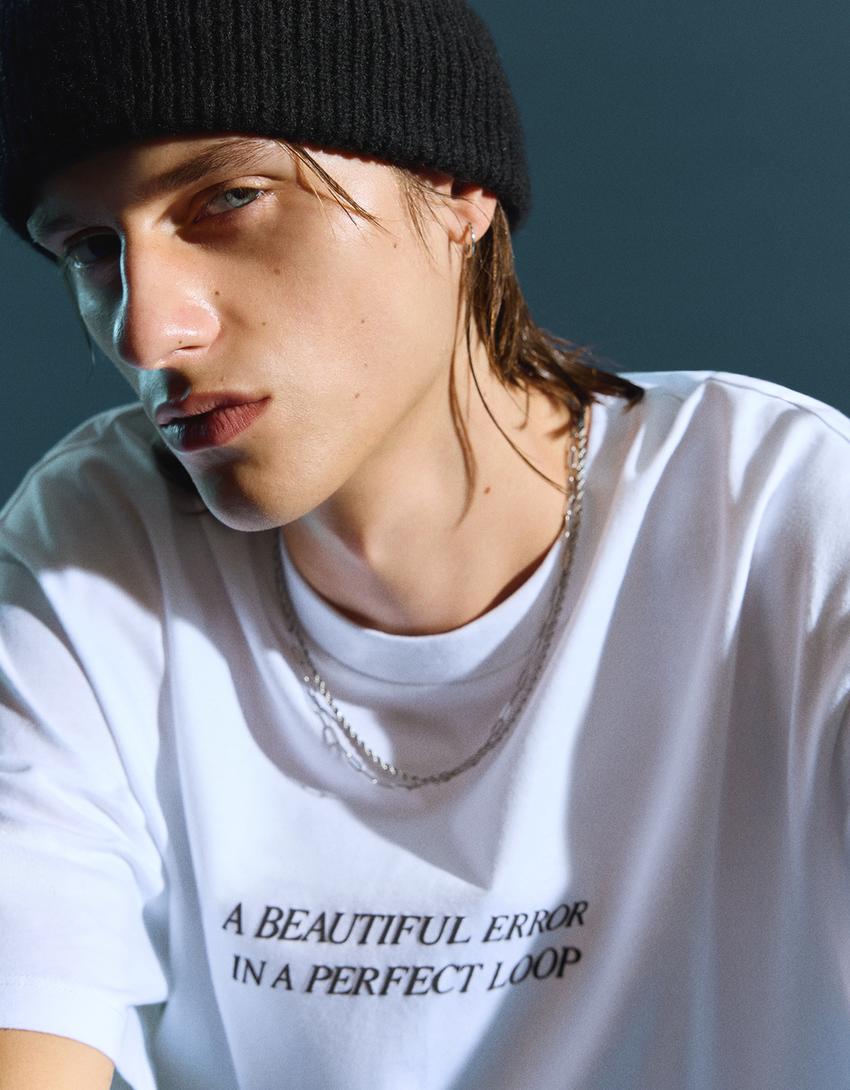 T-shirt manches courtes imprimé-Blanc