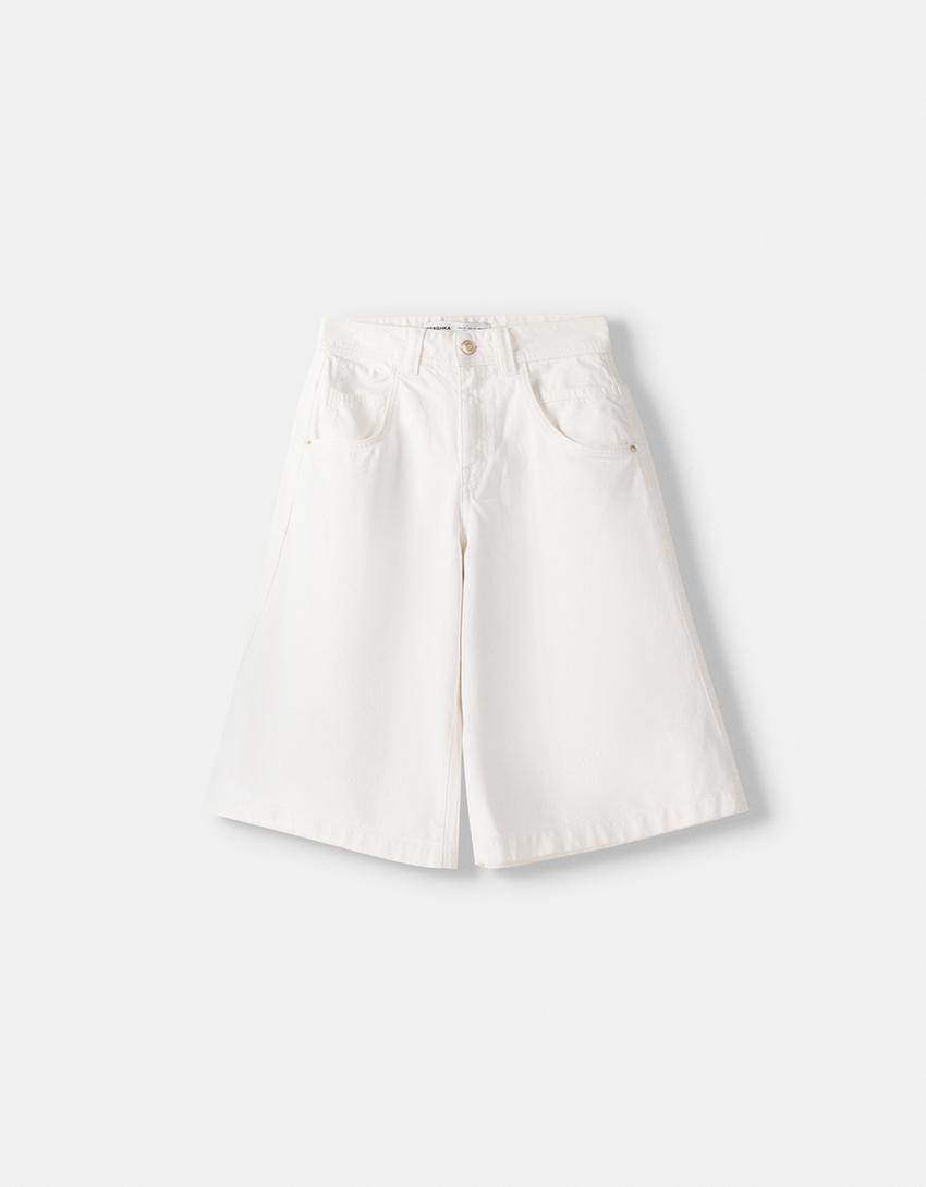 Jort bermuda baggy serge-Blanc cassé-4