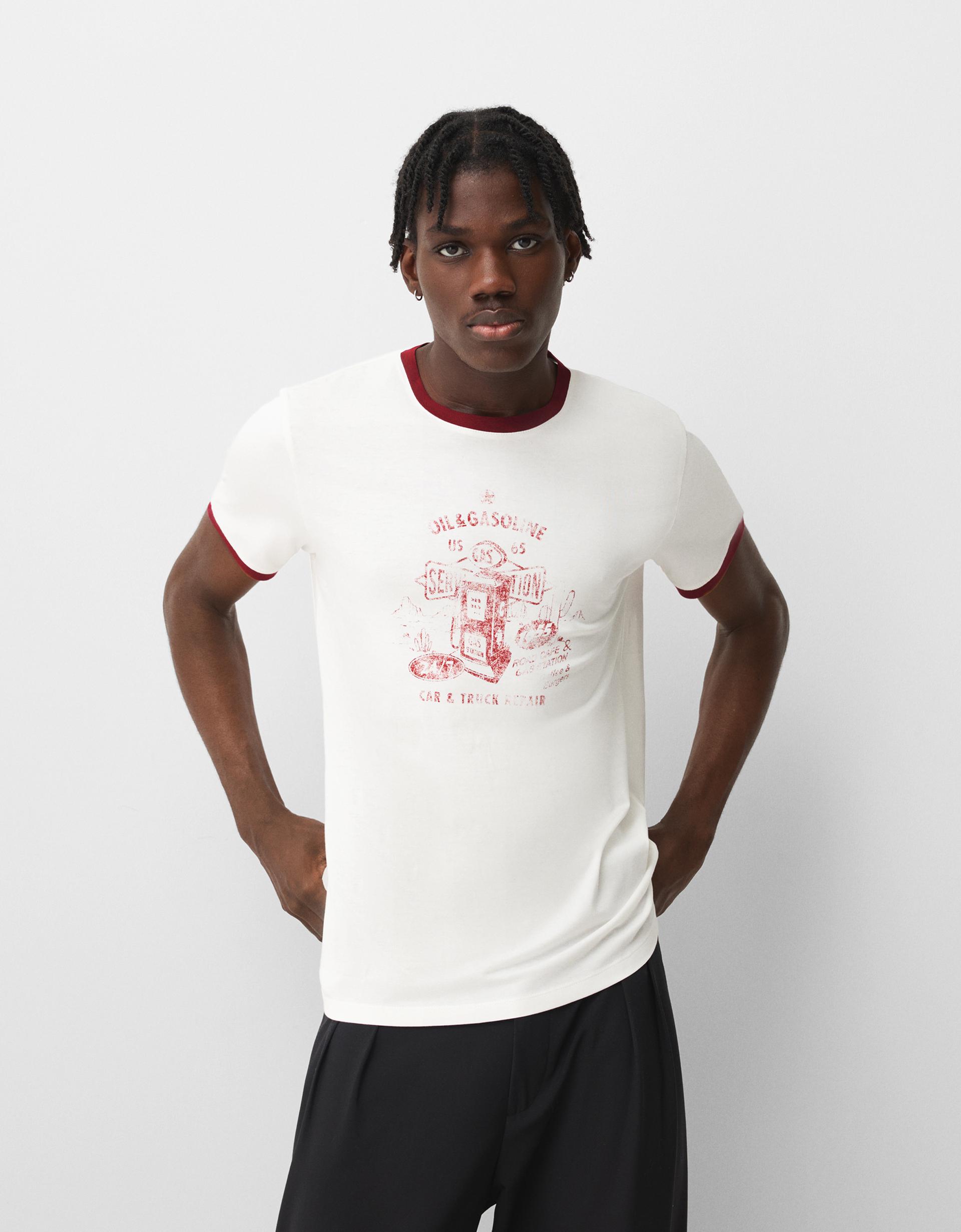 T-Shirt mit farblich abgesetztem Patentmuster - T-shirts - Herren 