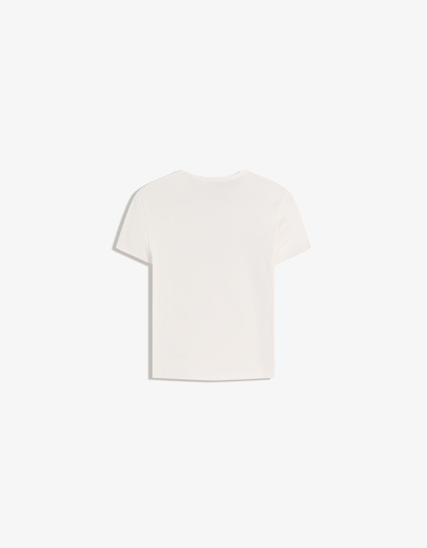 Camiseta manga corta print-Blanco roto