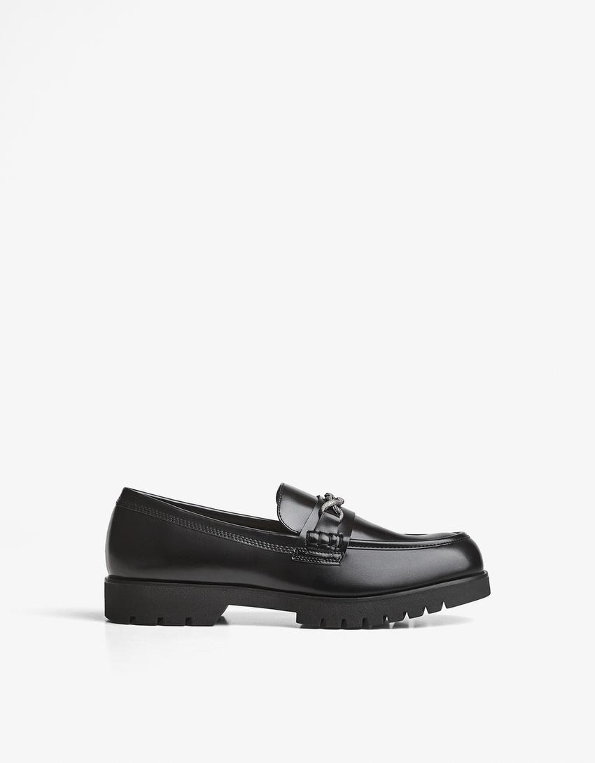 Loafer mit Riegeldetail-Schwarz