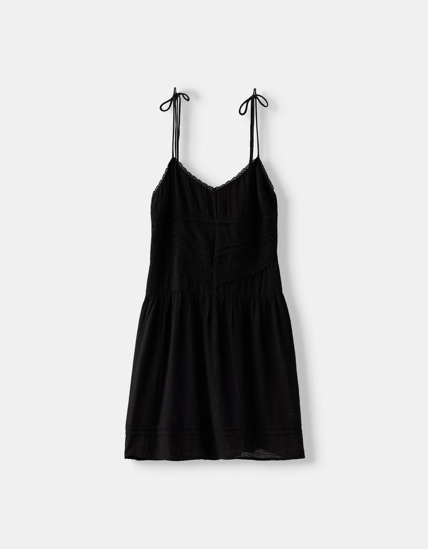 Vestido mini rústico-Negro-4