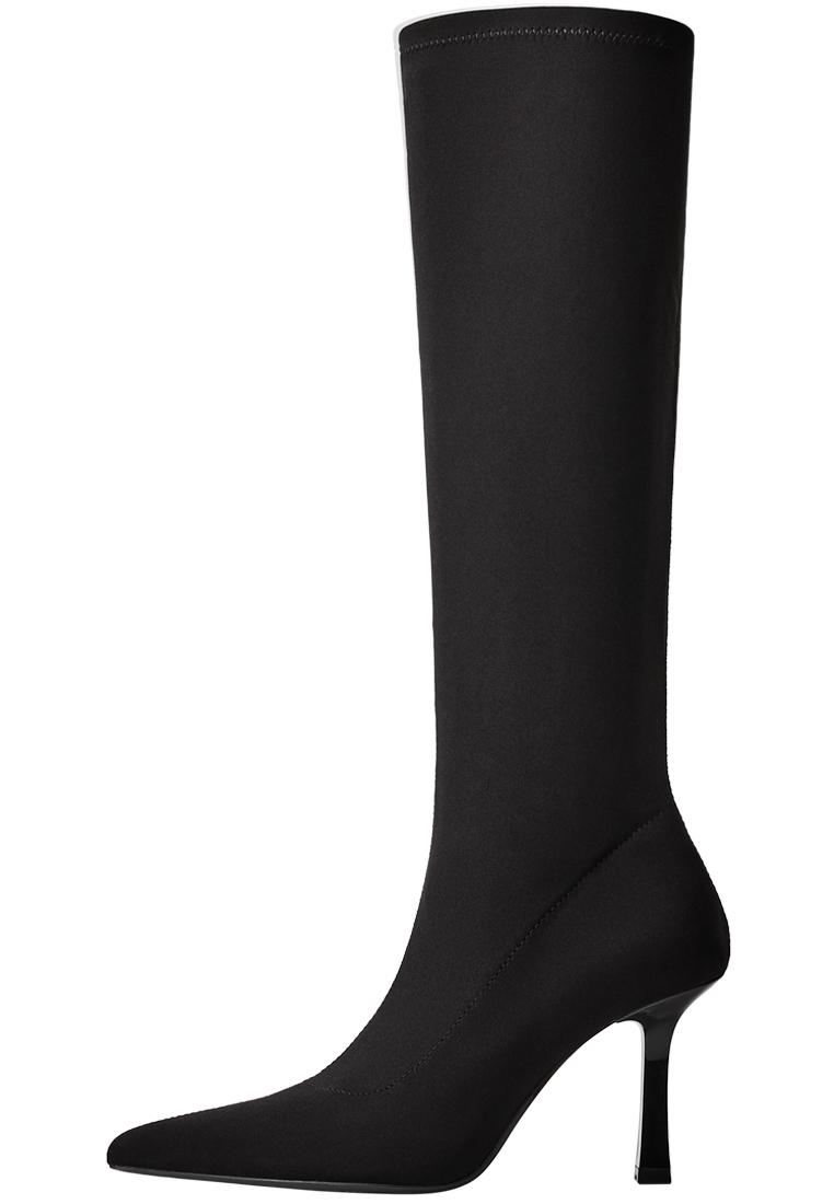 Fitted heeled boots — BLACK