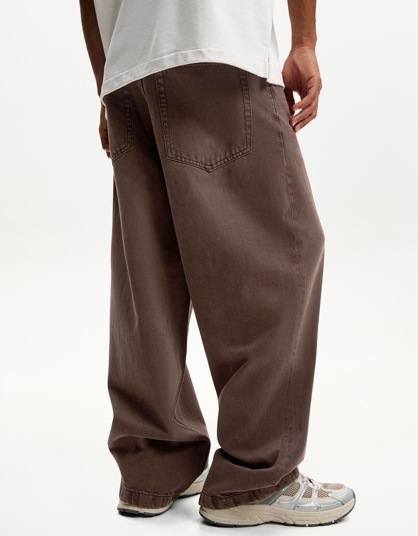 Blugi super baggy-Ciocolată-2