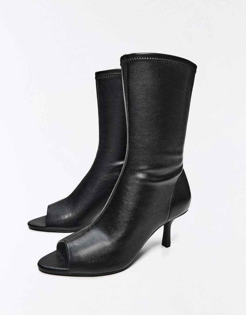 PEEP TOE TOPUKLU BOT-SİYAH