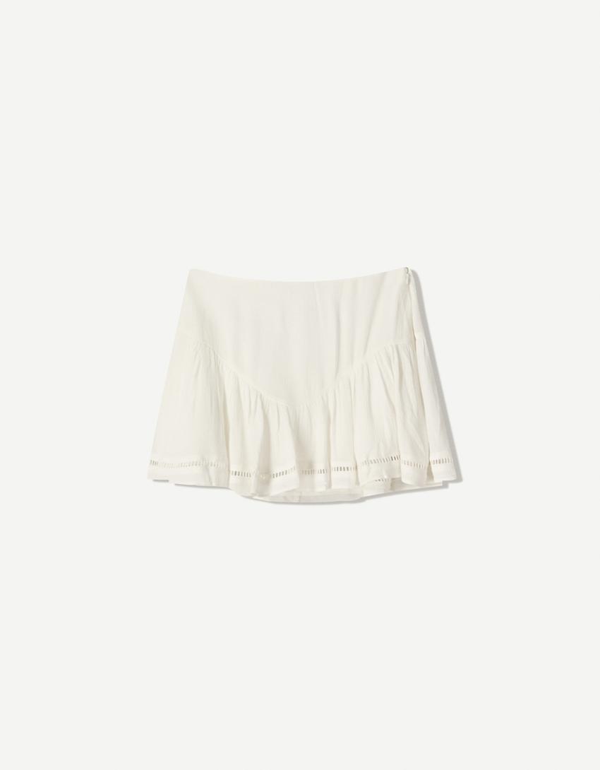 Textured mini skirt-Off white-3