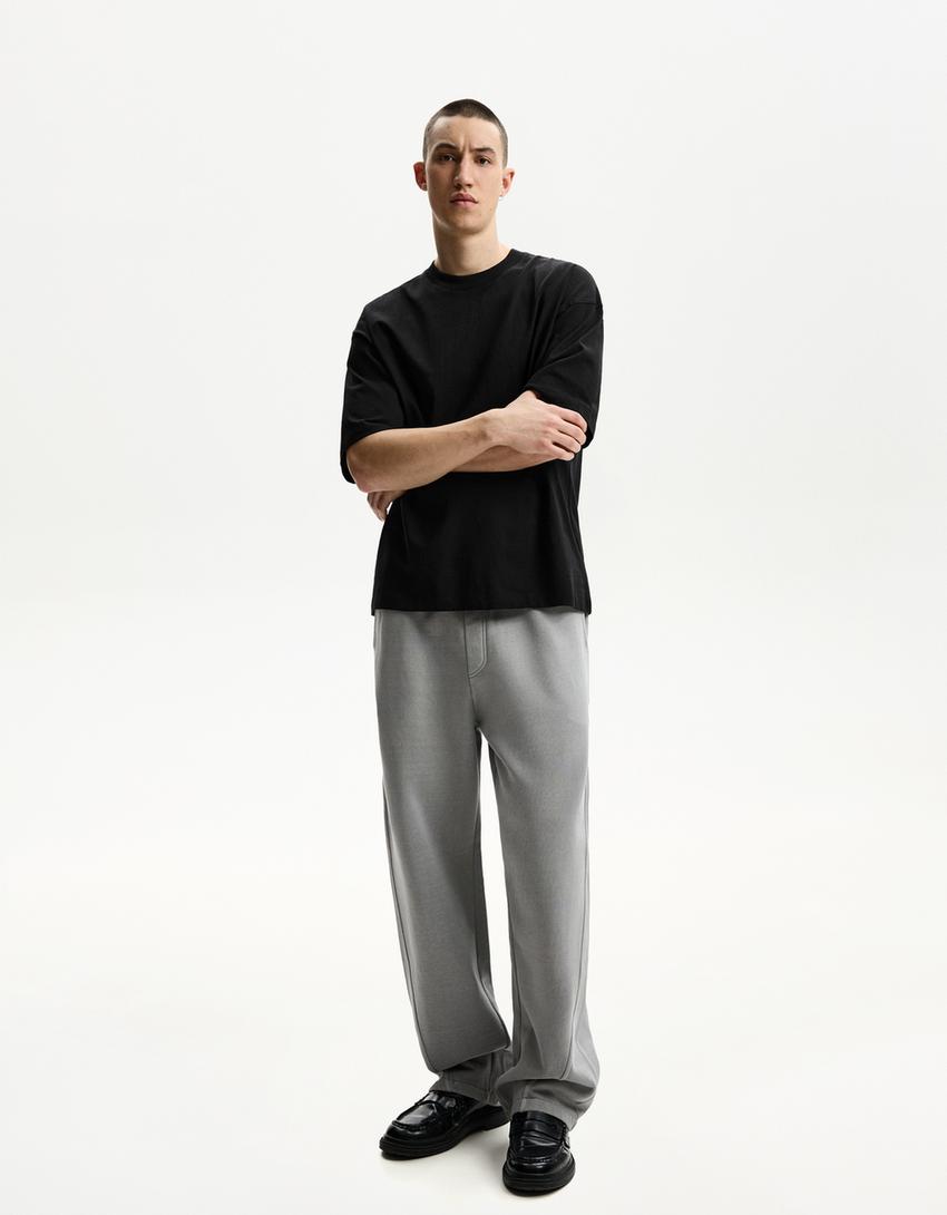 Rövid ujjú oversize póló-Fekete-3