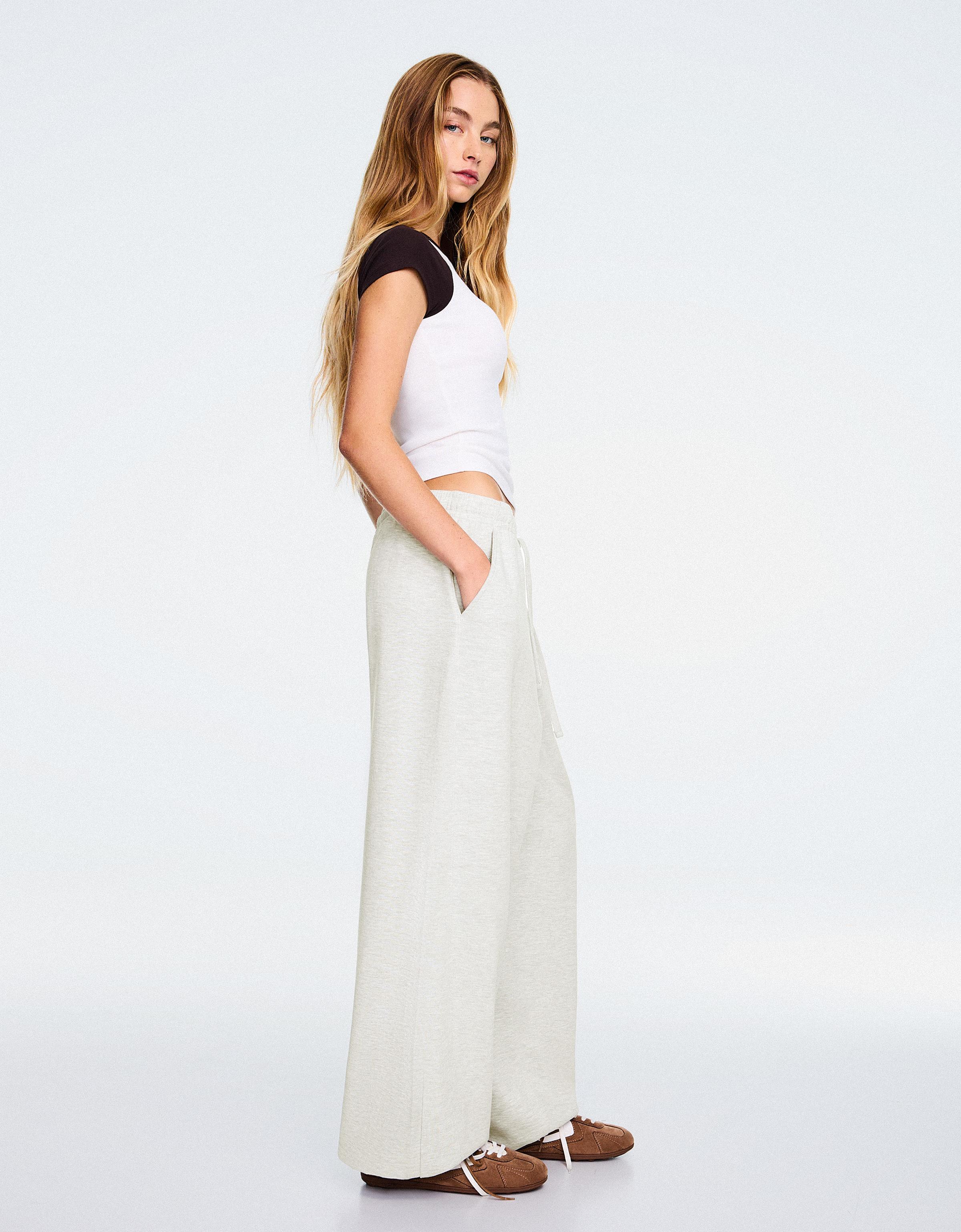 Barrel plush trousers with stoppers — Grey