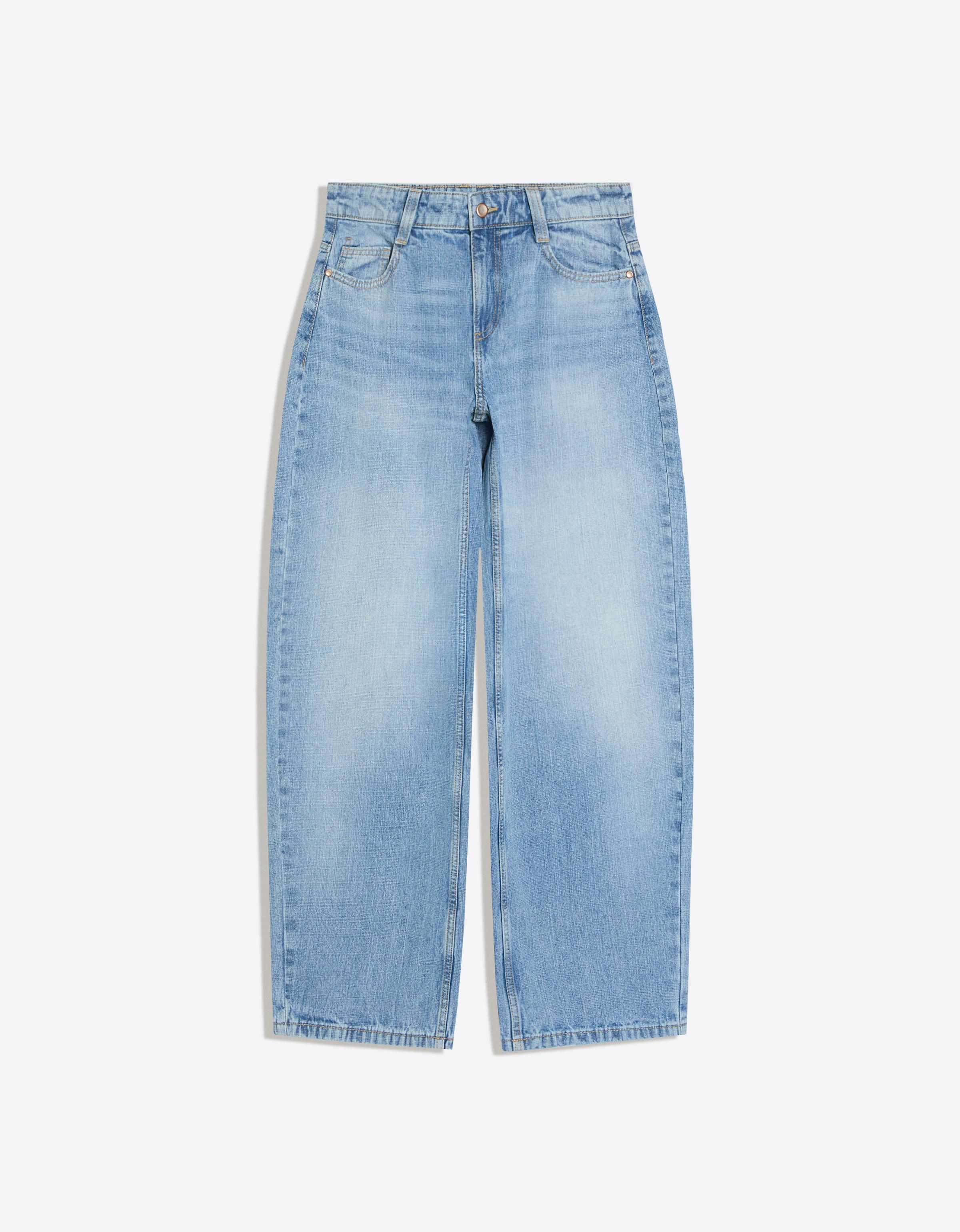 Low-rise baggy barrel jeans — Light blue