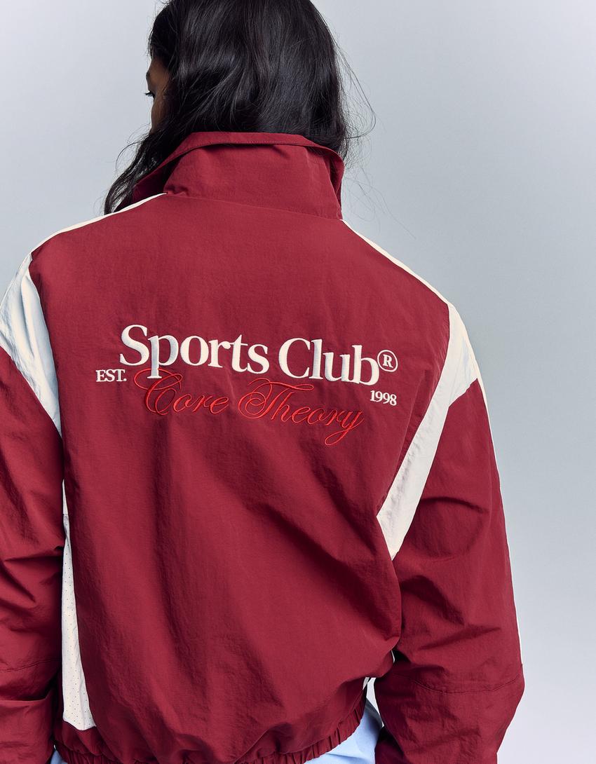 Lightweight embroidered jacket-Burgundy