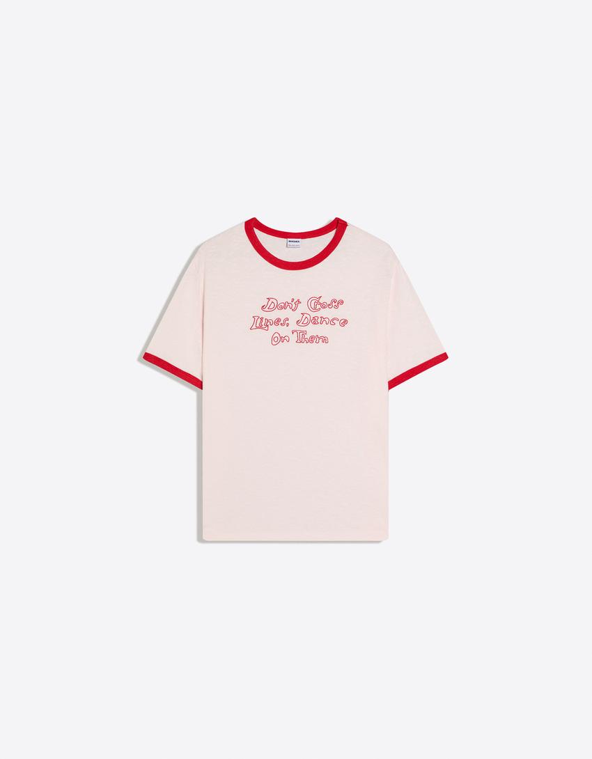 Camiseta manga corta contraste-Rojo