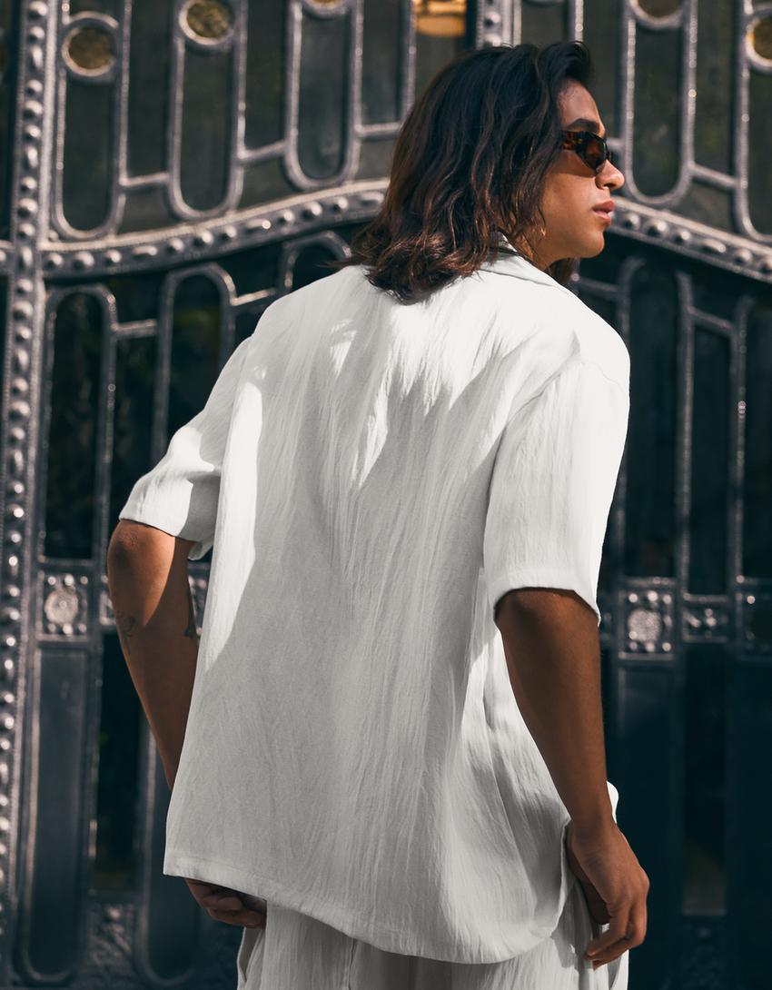 Chemise manches courtes rustique-Blanc