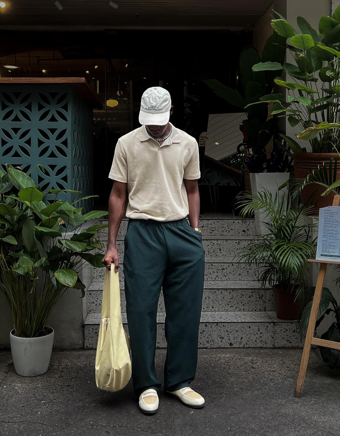 Pleated baggy jogger trousers
