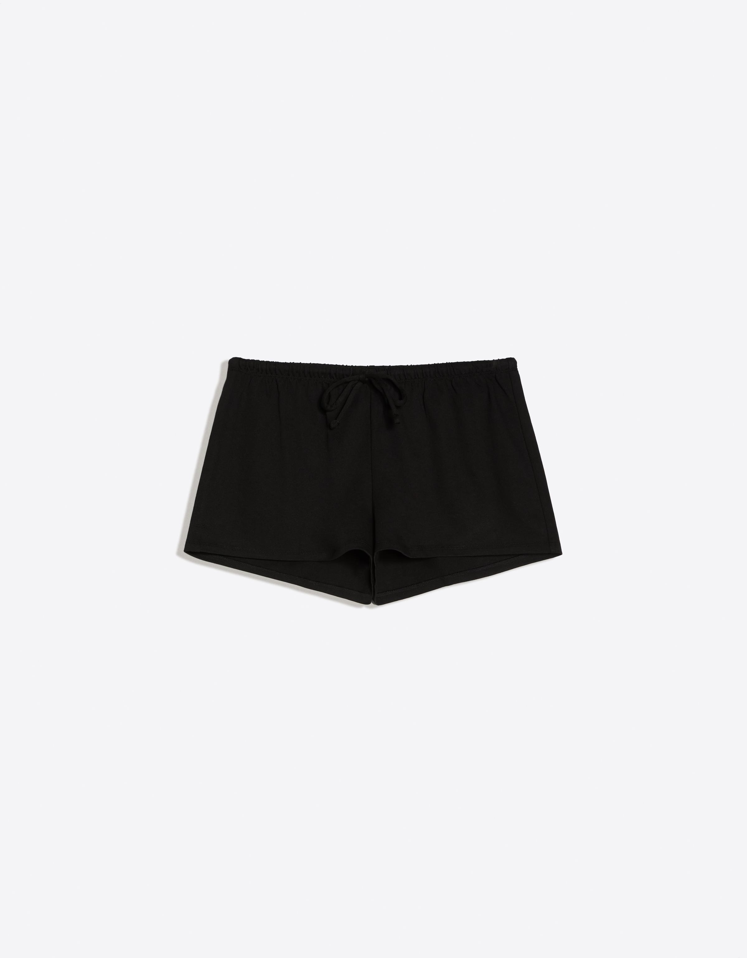 Plush shorts with elastic waist — Black