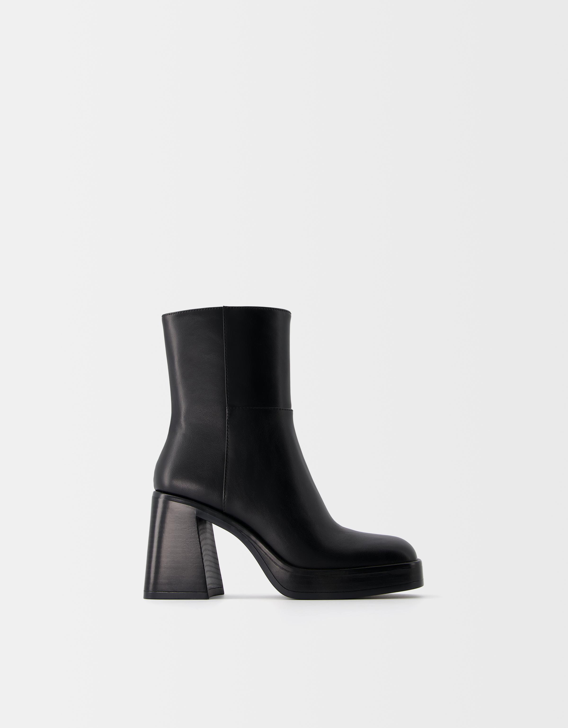 Bottines talon large plateforme Femme Bershka