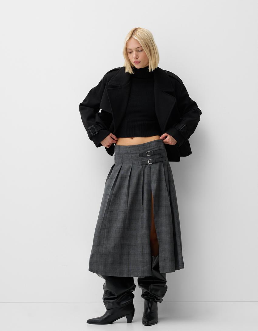 Korte zachte trenchcoat-Zwart