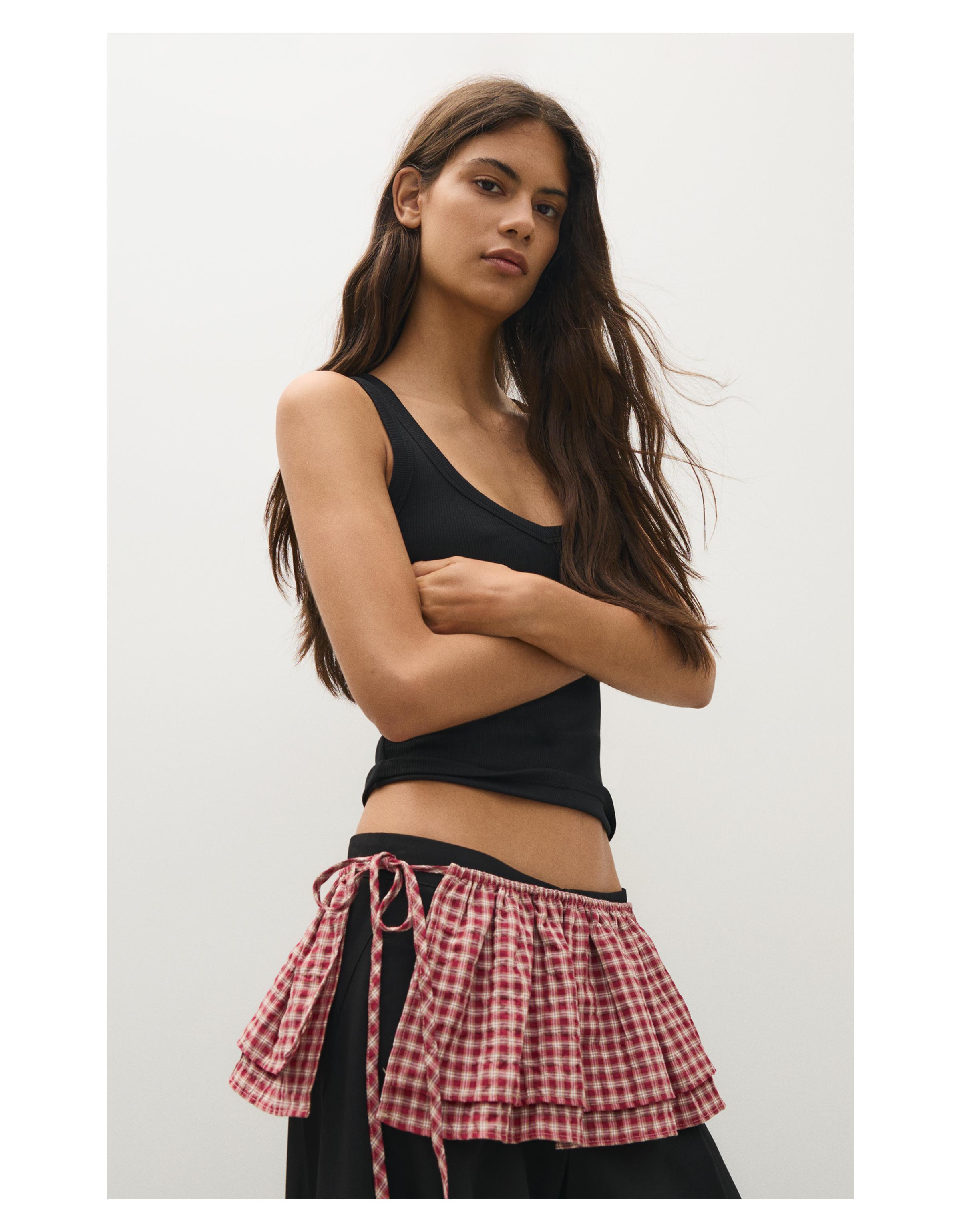 Check overskirt — Red