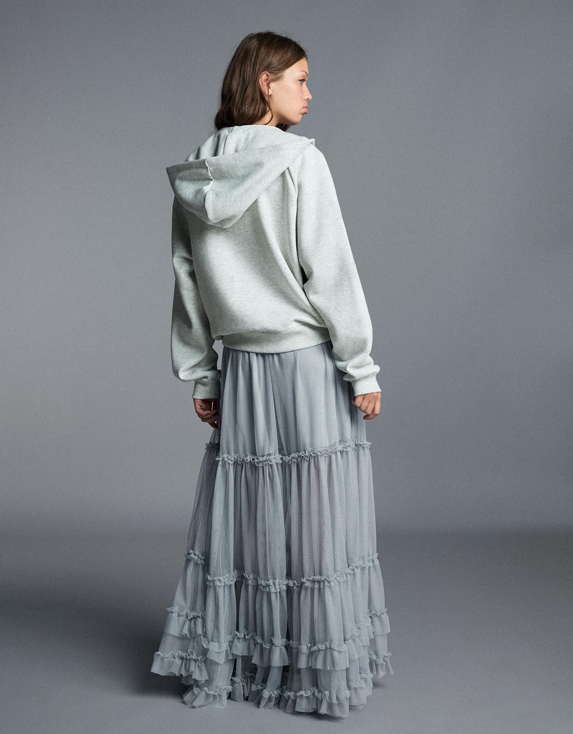 Bershka Fırfırlı tül uzun etek görsel 7