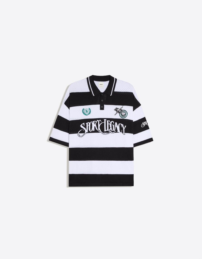 Short sleeve mesh polo-White / Black