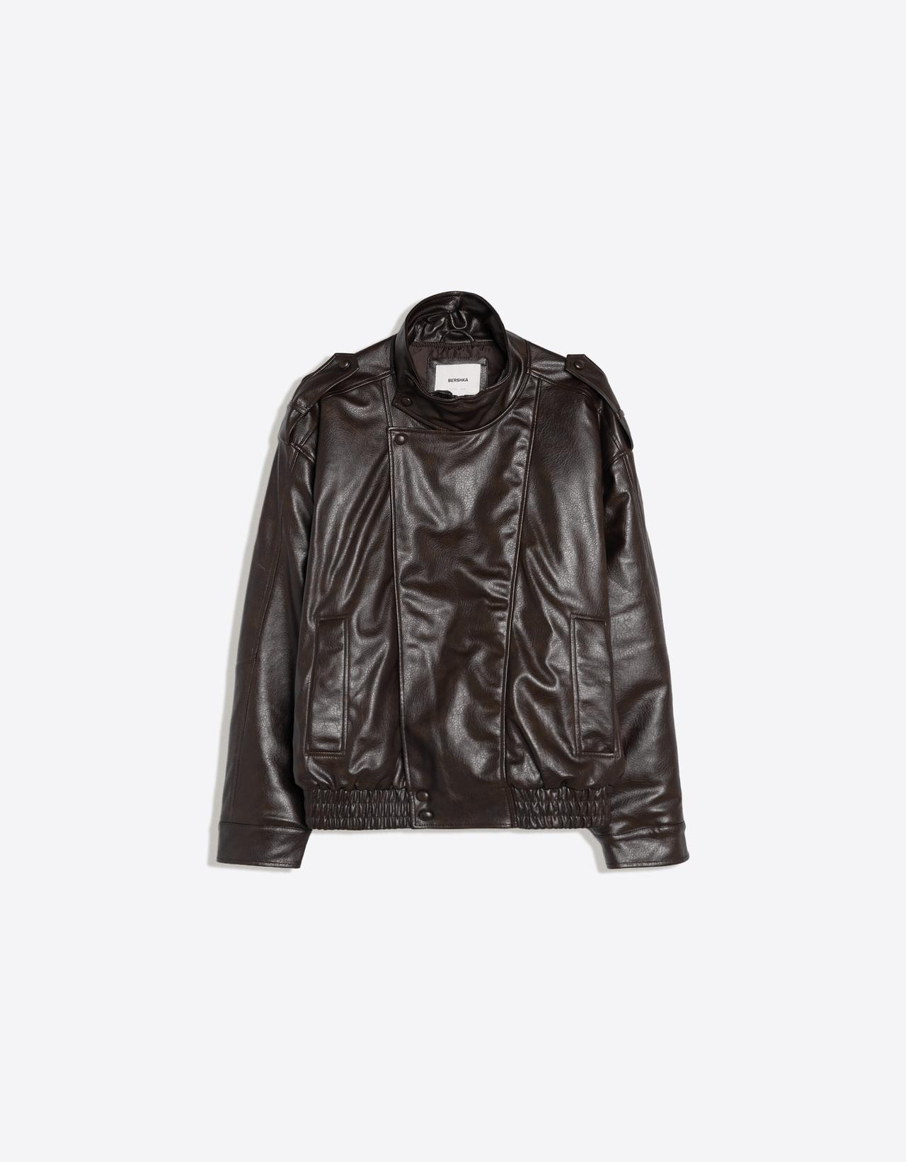 Leather effect jacket — Brown