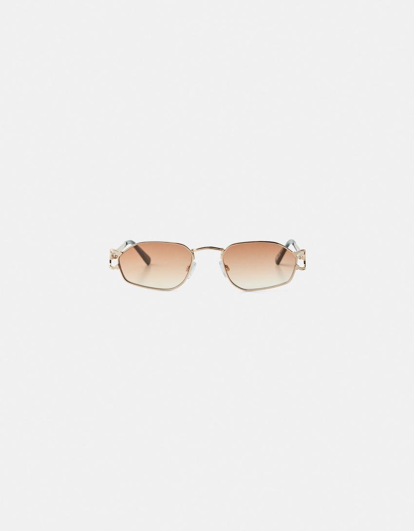 Lunettes de soleil en métal-Marron-1
