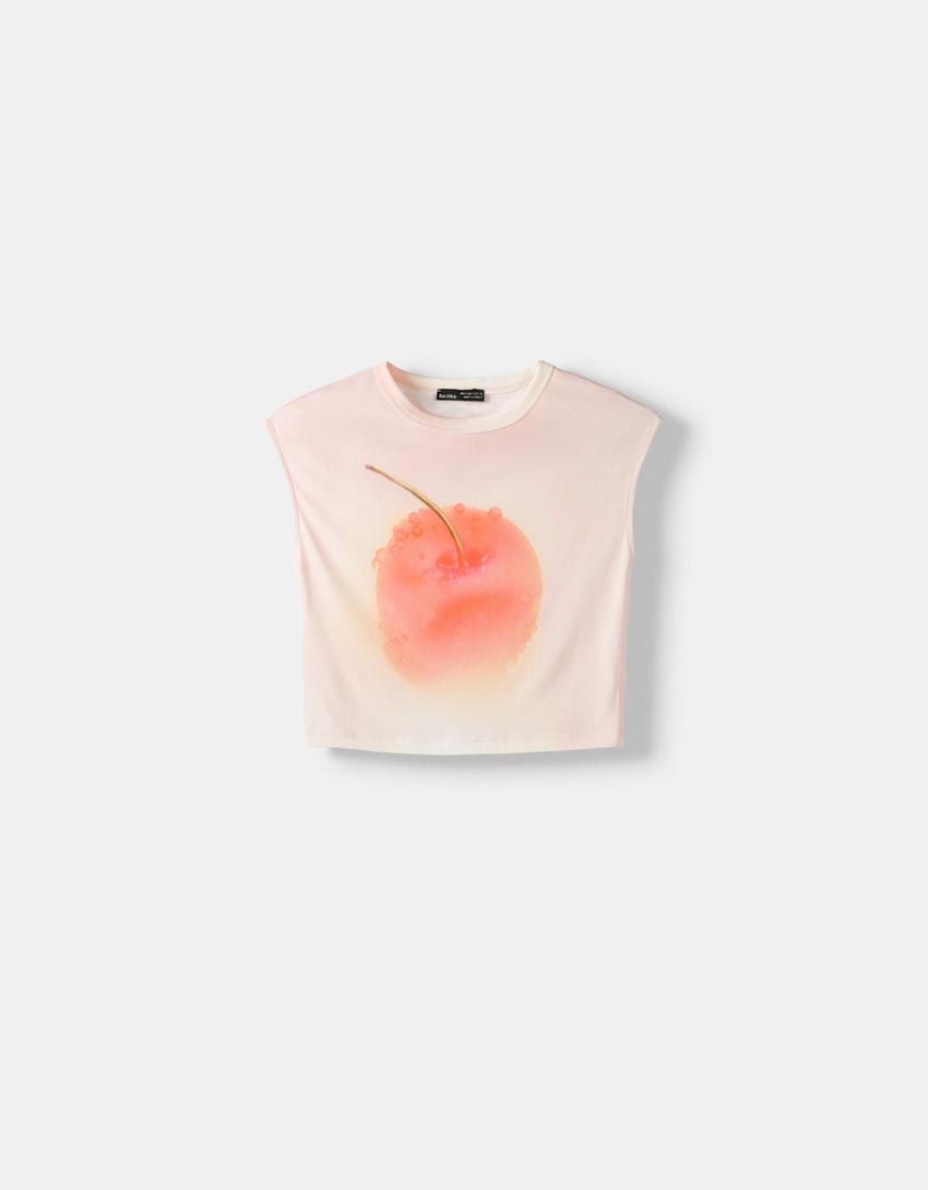 تيشرت كروب بأكمام قصيرة وطبعة-زهري-5