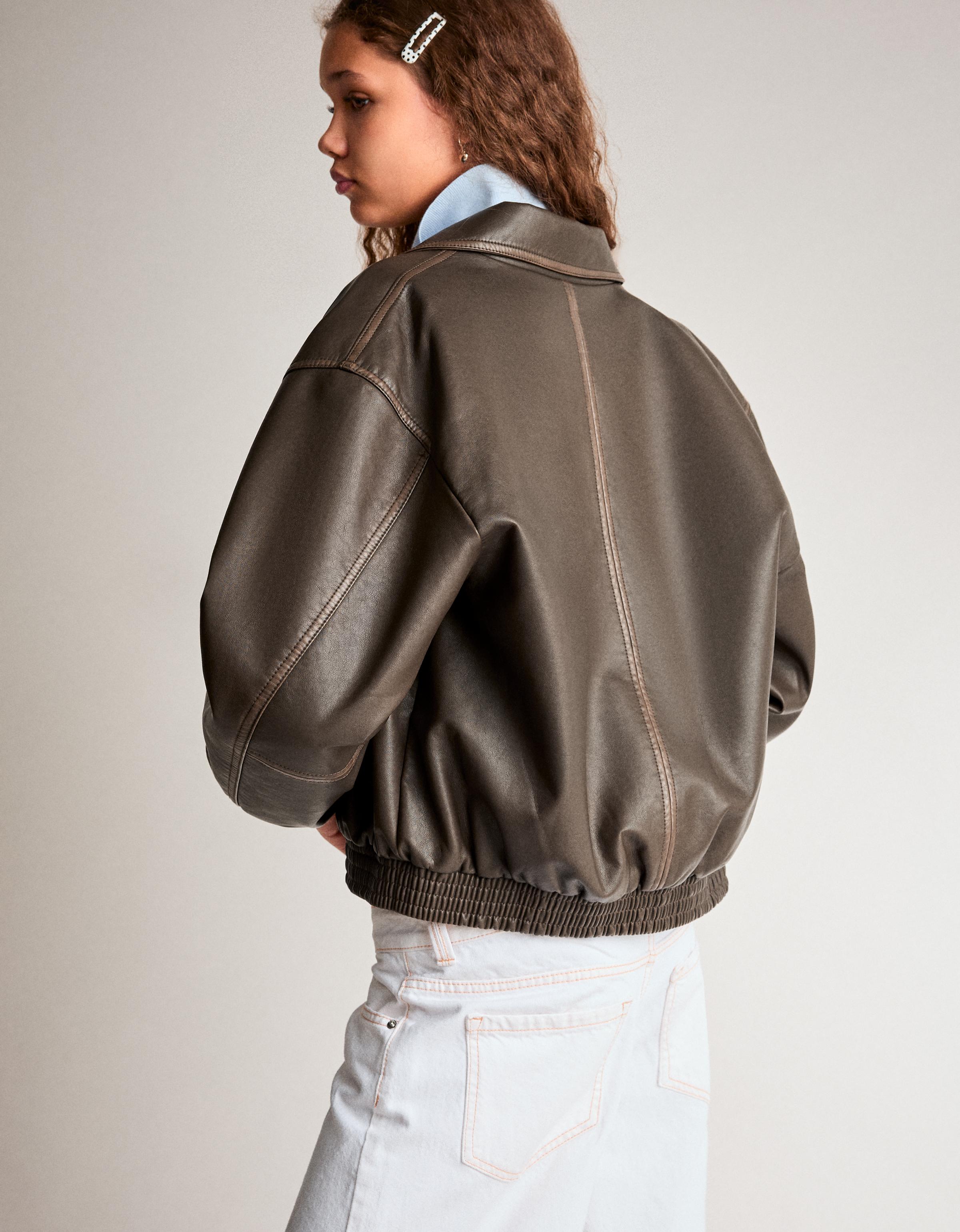 Leather effect jacket — Brown