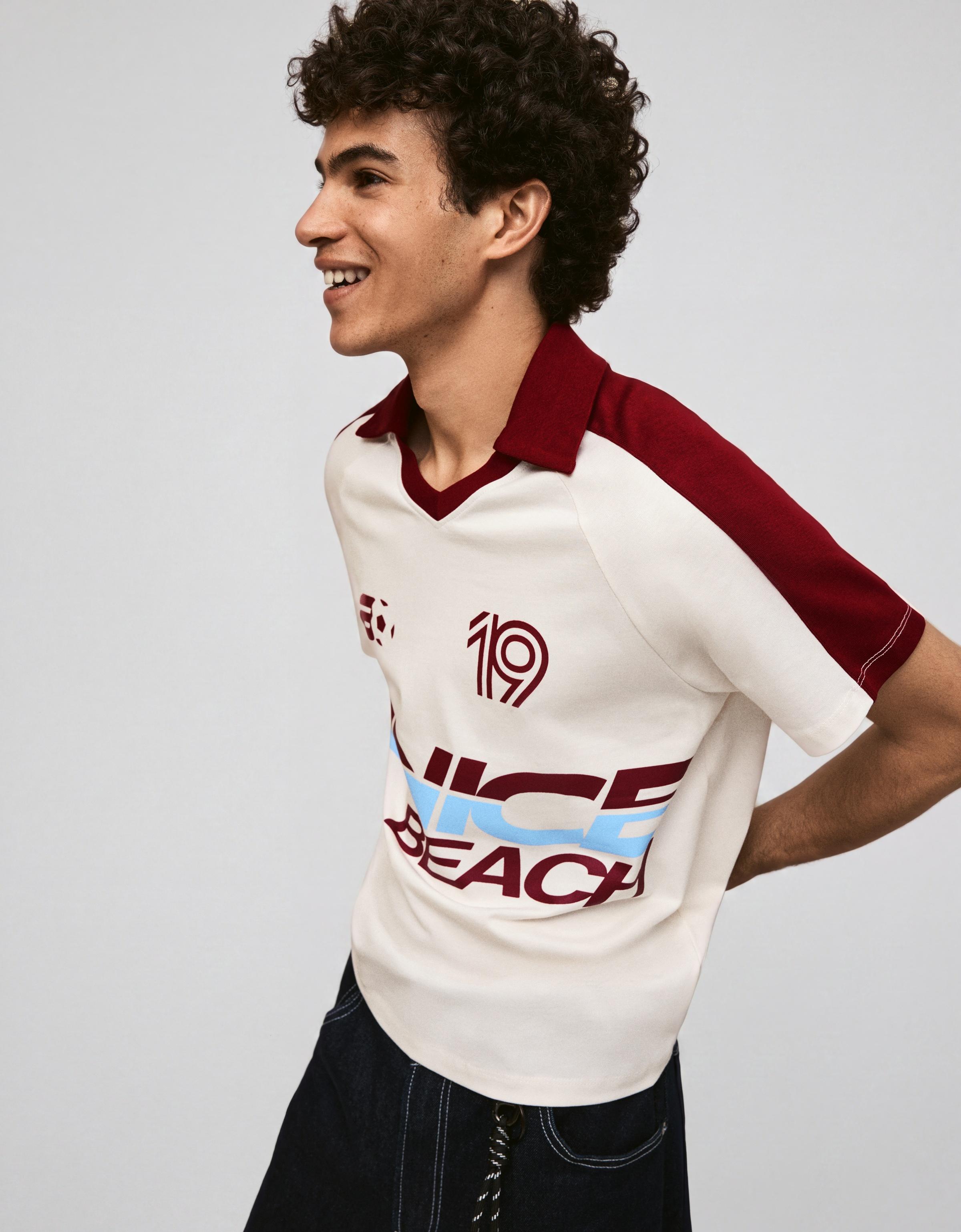 Retro print polo shirt — Maroon