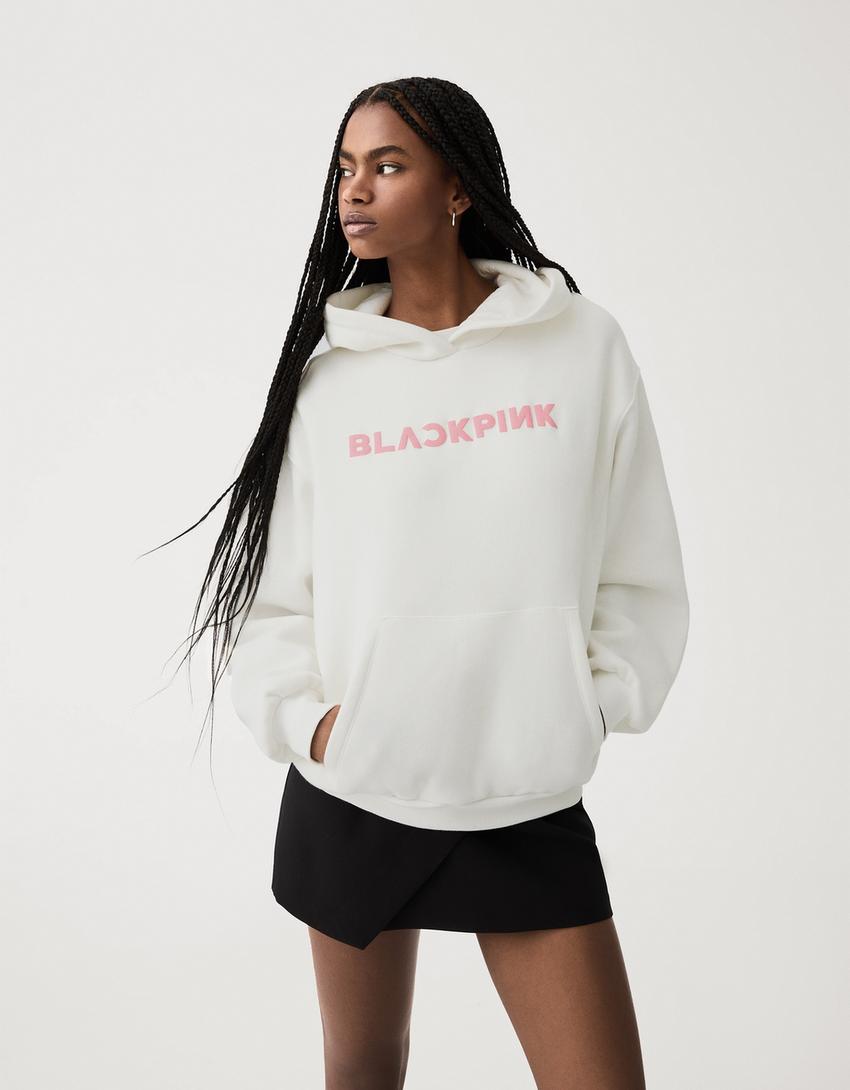 Bluza Black Pink z kapturem-Biały złamany