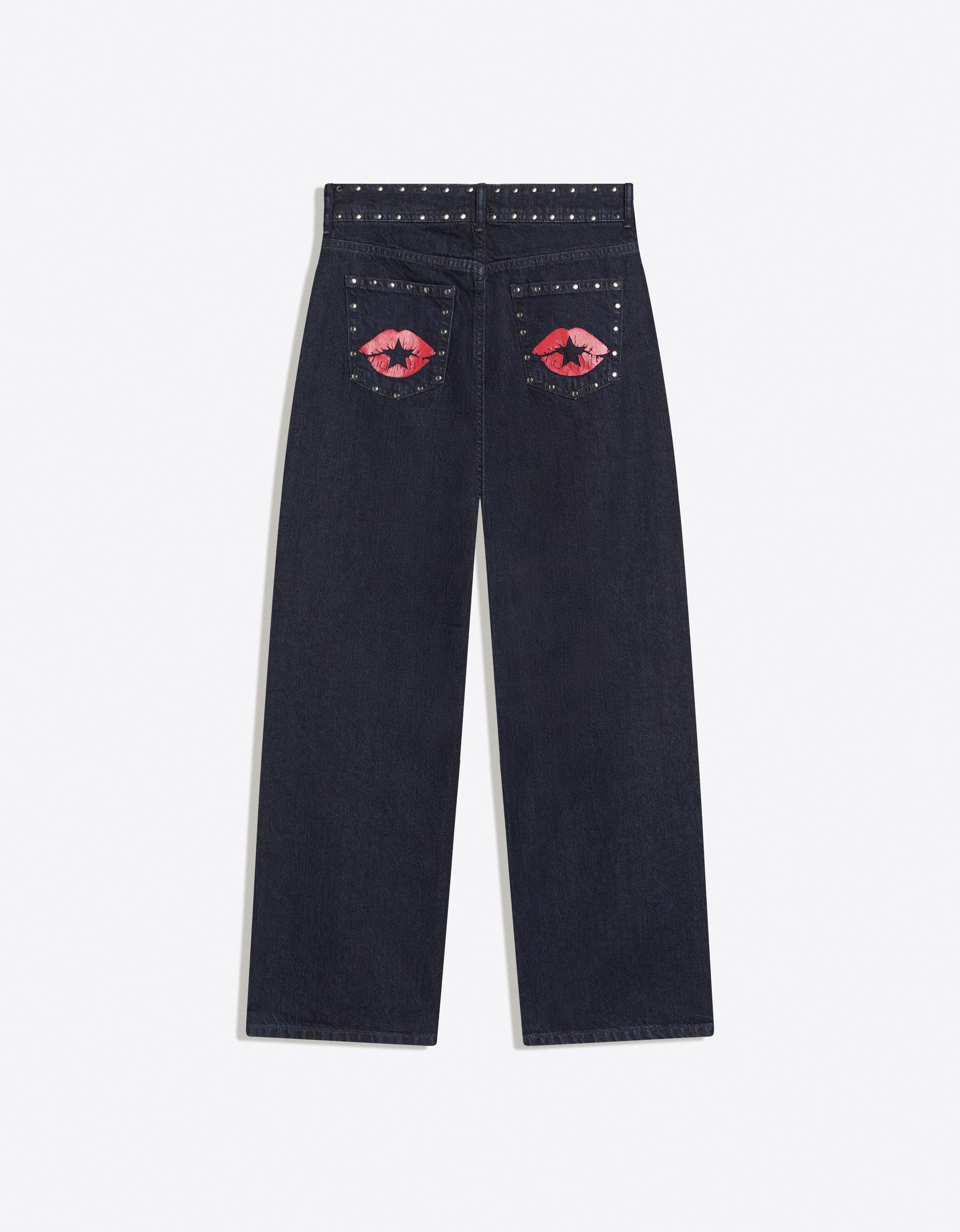 Low-rise baggy studded jeans