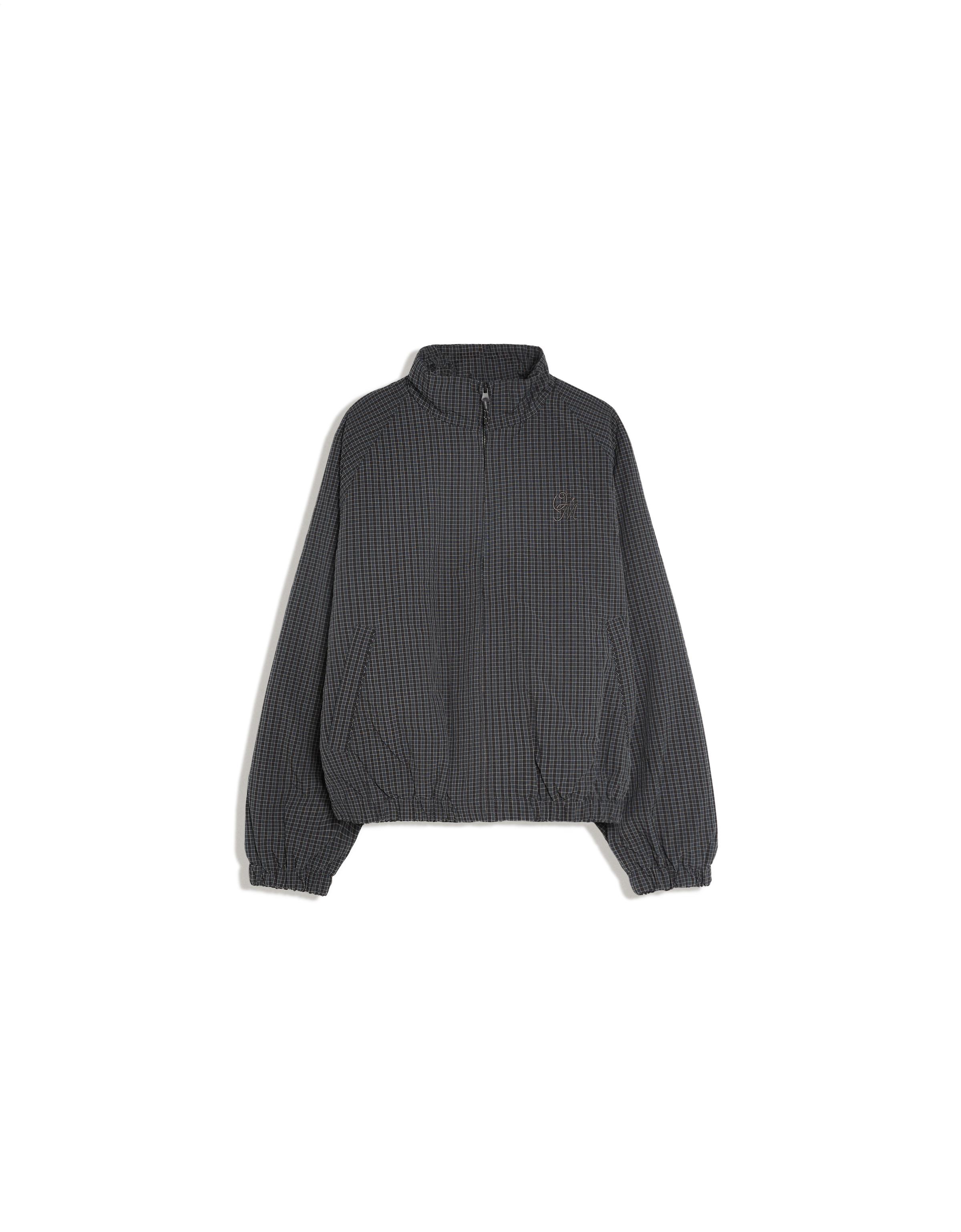 Check zip-up jacket — Black