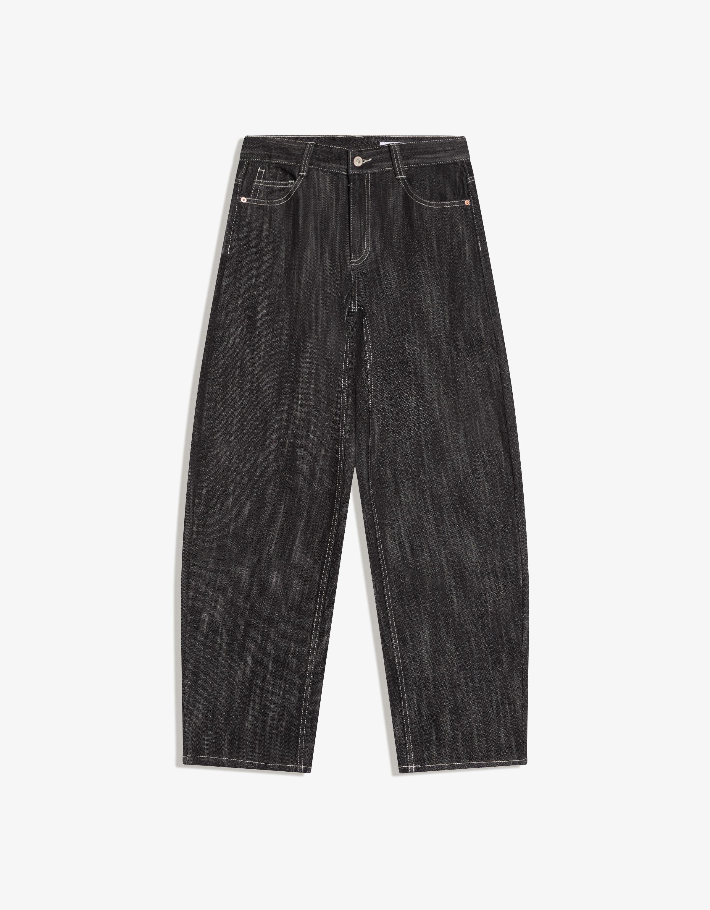 Bershka Baggy Barrel Jeans Damen 42 Schwarz